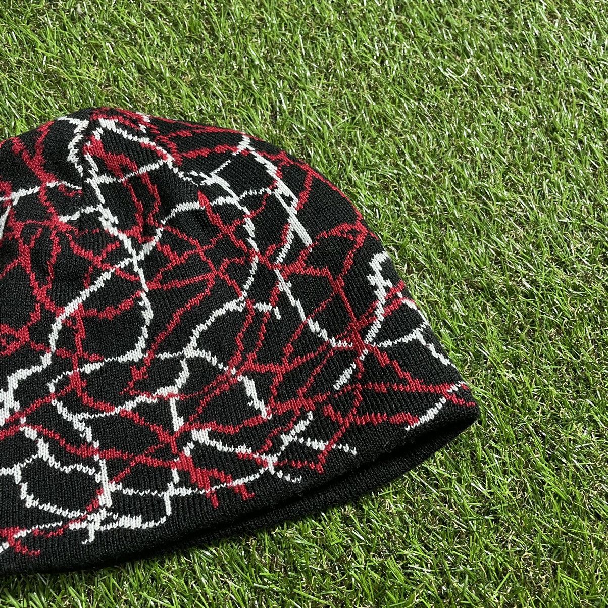 Vintage Vintage 90s Alt Goth Knit Beanie Black Red Texture Slim OS Size ONE SIZE - 4 Thumbnail