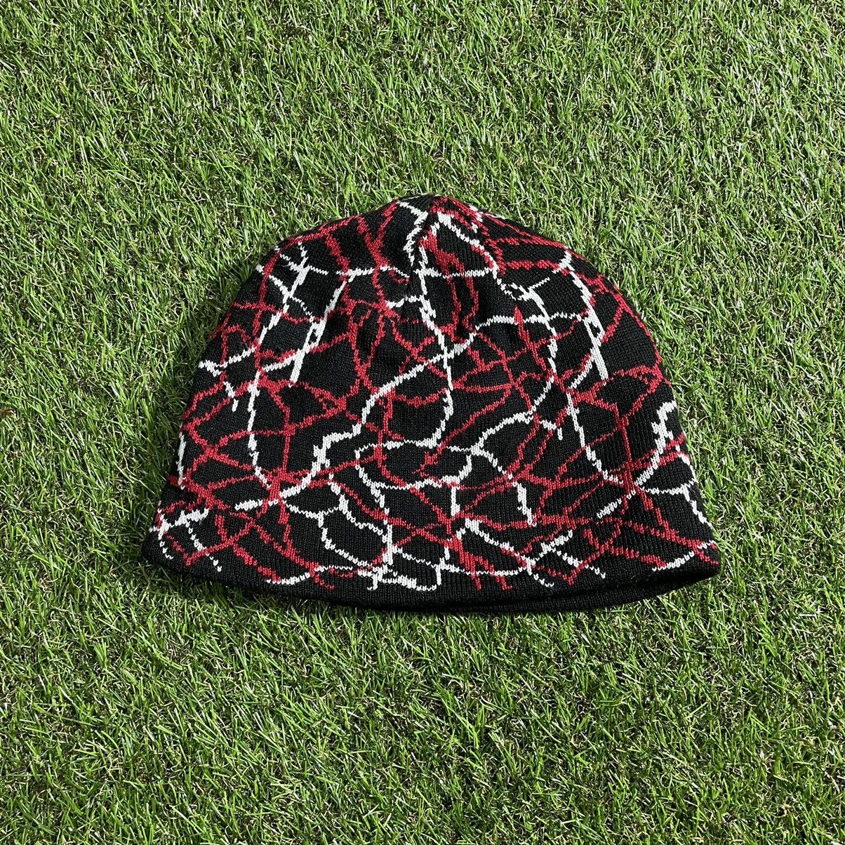 Vintage Vintage 90s Alt Goth Knit Beanie Black Red Texture Slim OS Size ONE SIZE - 3 Thumbnail