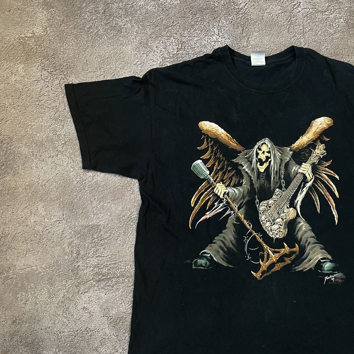 Vintage Vintage Y2K Goth Skull Graphic Tee Black Faded Wide Leg L Size US L / EU 52-54 / 3 - 4 Thumbnail