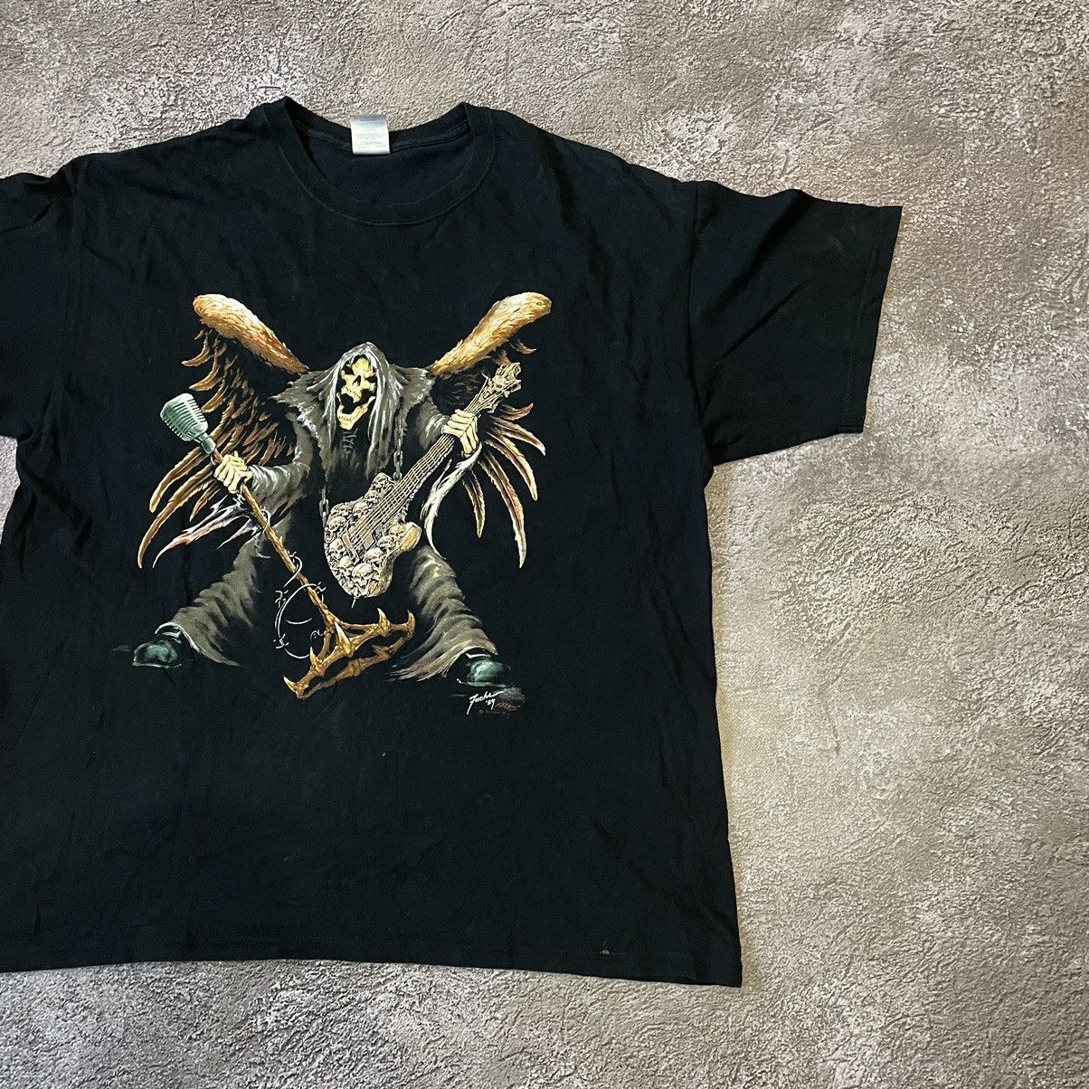 Vintage Vintage Y2K Goth Skull Graphic Tee Black Faded Wide Leg L Size US L / EU 52-54 / 3 - 2 Thumbnail