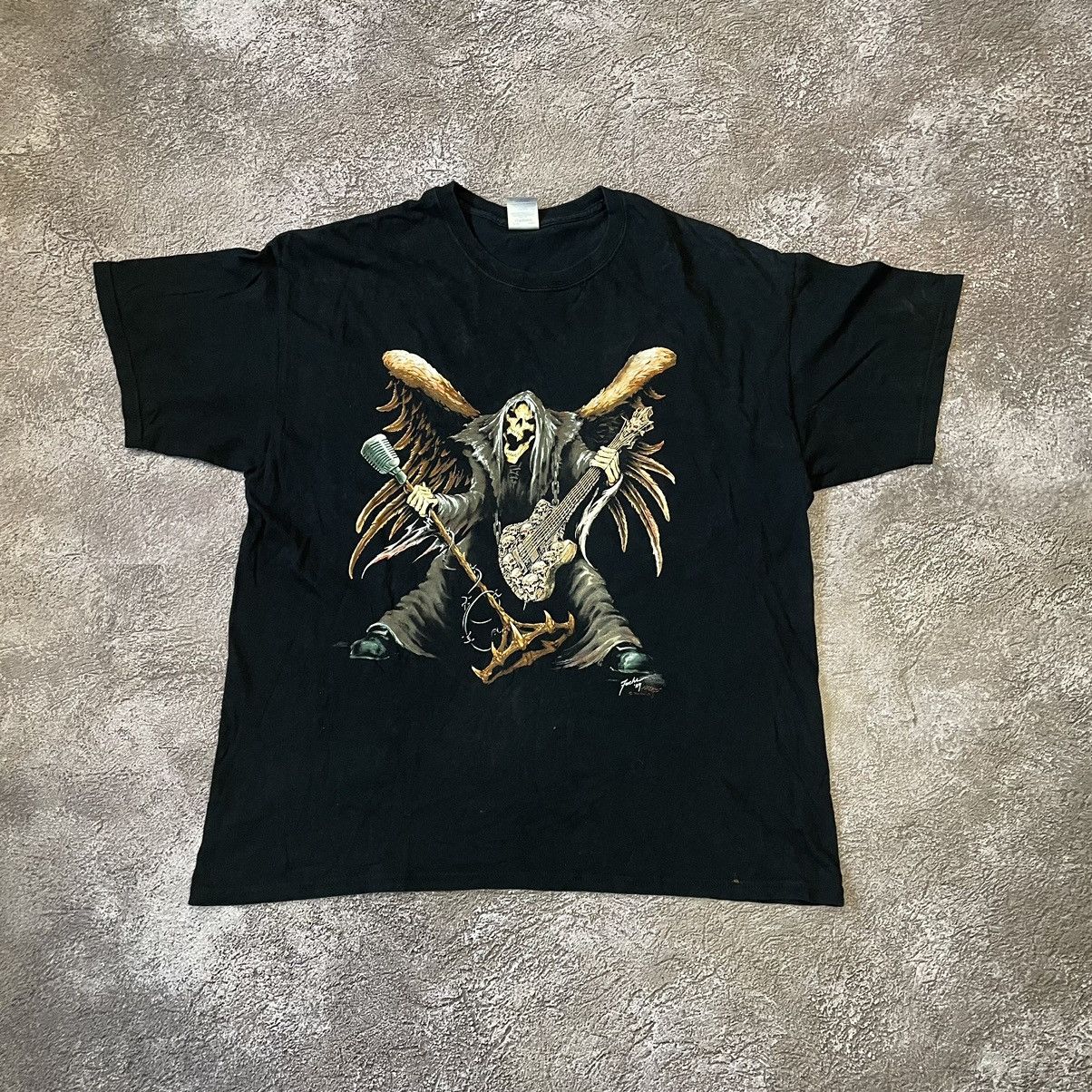 Vintage Vintage Y2K Goth Skull Graphic Tee Black Faded Wide Leg L Size US L / EU 52-54 / 3 - 3 Thumbnail