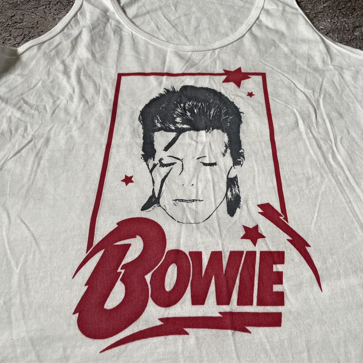 Vintage Vintage Y2K David Bowie Graphic Tank Top Cream Boxy Washed M Size US M / EU 48-50 / 2 - 6 Thumbnail