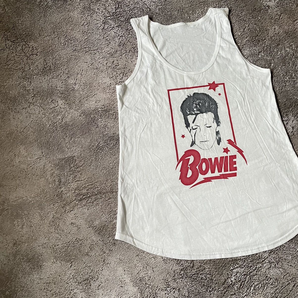 Vintage Vintage Y2K David Bowie Graphic Tank Top Cream Boxy Washed M Size US M / EU 48-50 / 2 - 4 Thumbnail