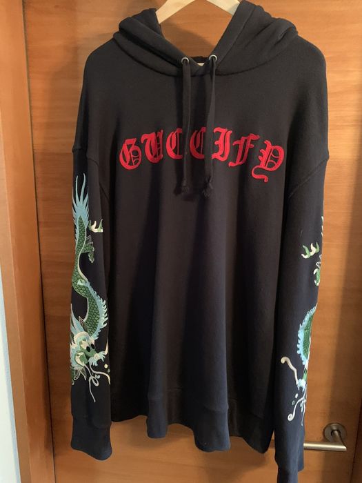 Gucci dragon best sale embroidered hoodie