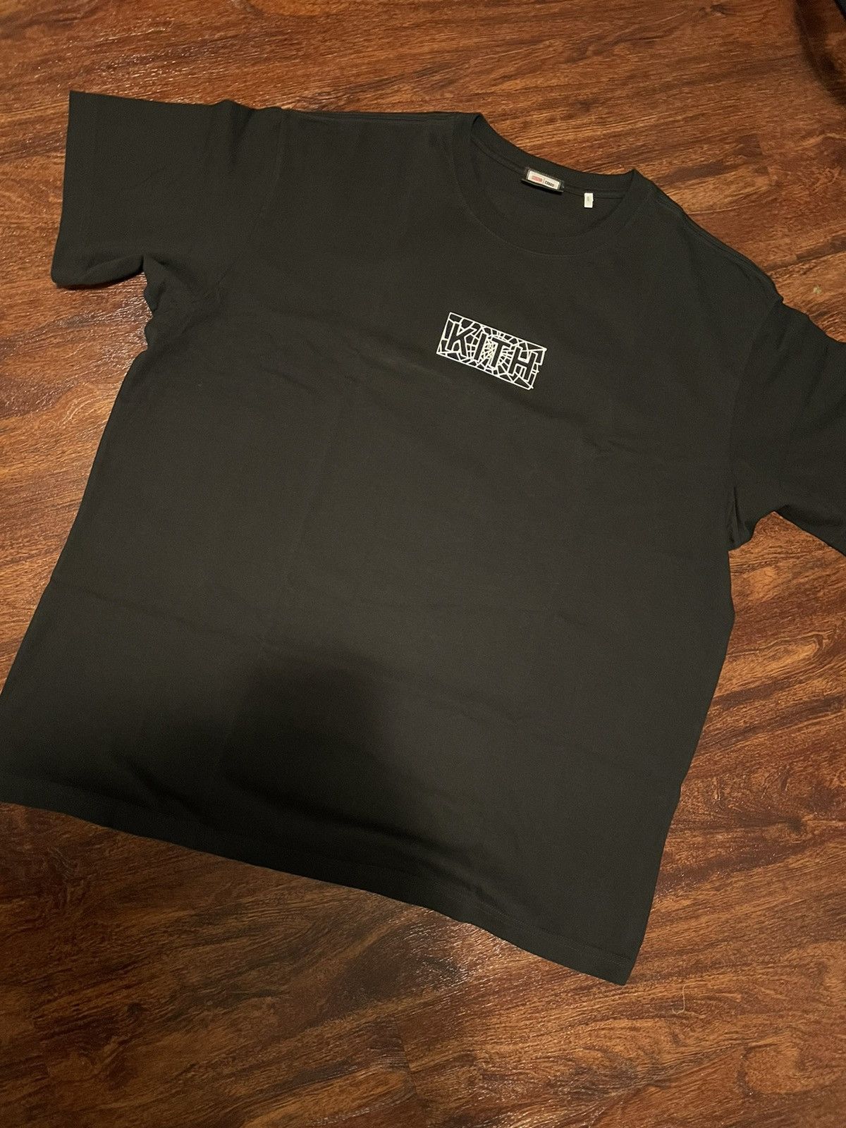 image of Kith Spider-Man Web Logo Tee in Black, Men's (Size 2XL)