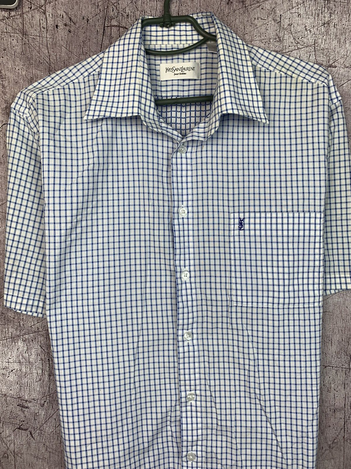 Vintage × Yves Saint Laurent Yves Saint Laurent YSL Mens Shorts Sleeve Shirt Size US L / EU 52-54 / 3 - 2 Thumbnail