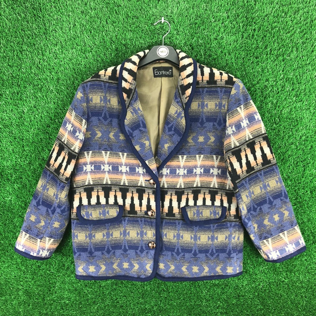 Native Vintage 80's Wool Blazer Navajo Native by Elanfrere Size US M / EU 48-50 / 2 - 1 Thumbnail