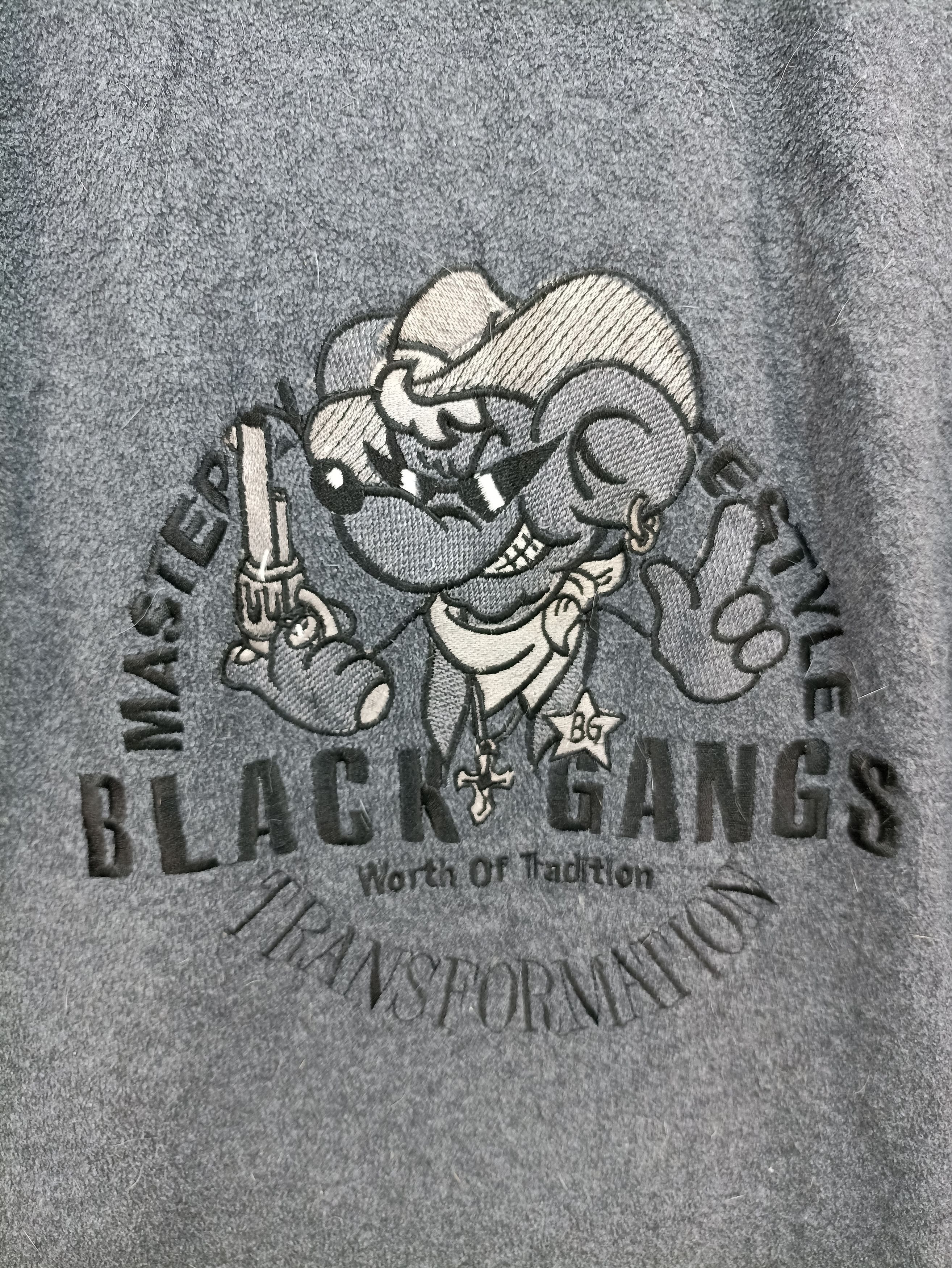 Japanese Brand × Vintage Vintage Black Gangs Fleece embroidered Logo Size US L / EU 52-54 / 3 - 3 Thumbnail