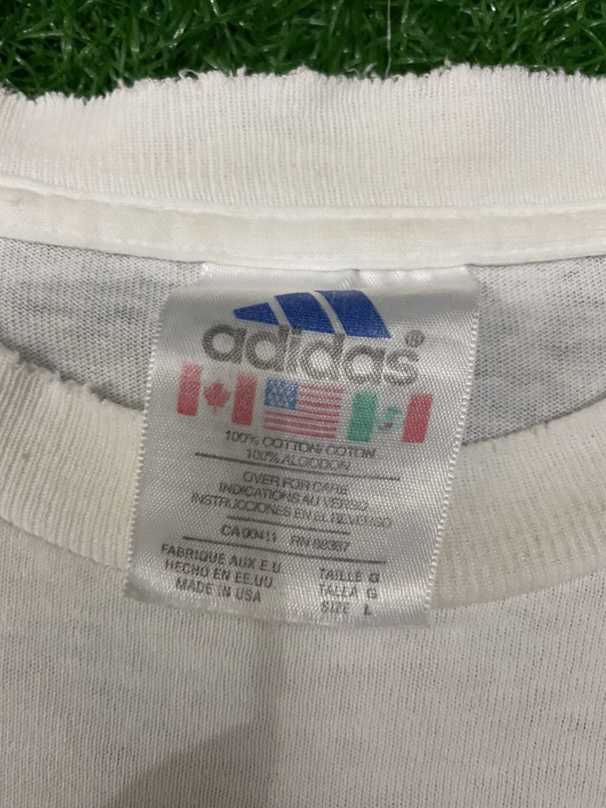 Adidas × Vintage 🔥Vintage 90’s Adidas Made USA white shirt Size US L / EU 52-54 / 3 - 6 Thumbnail