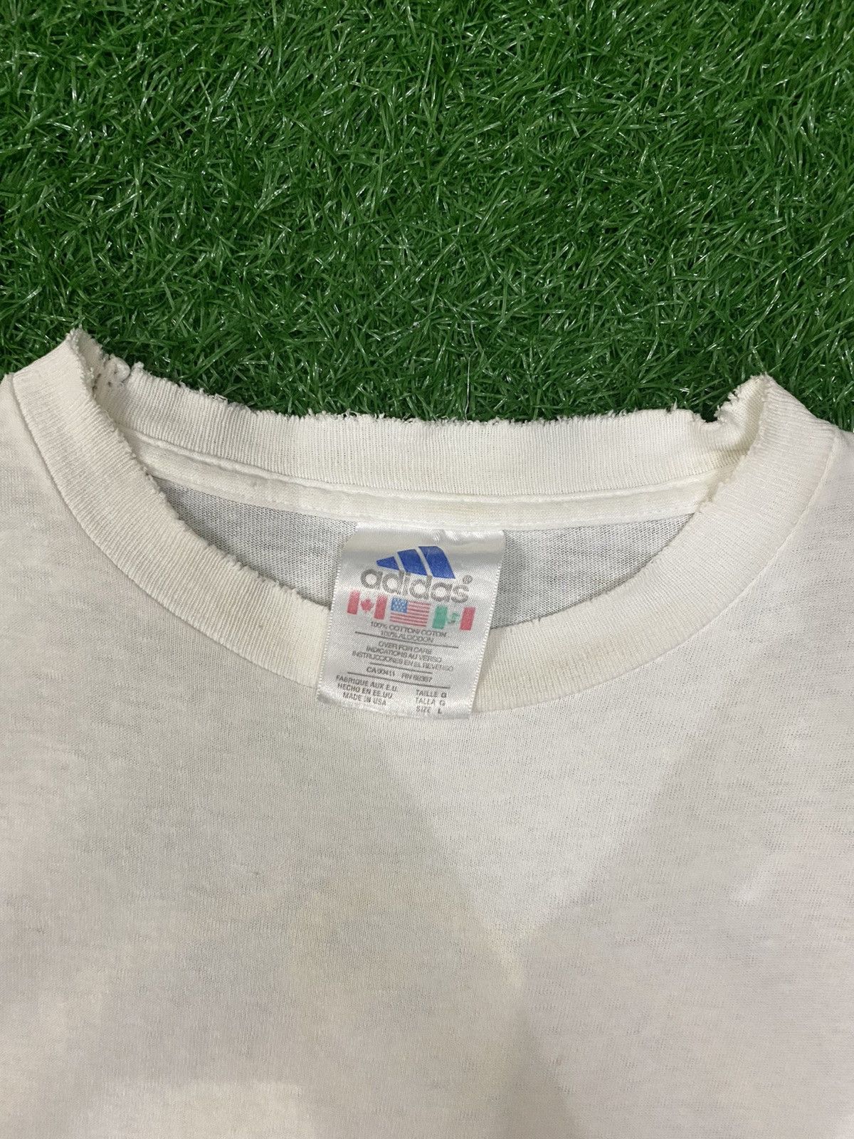 Adidas × Vintage 🔥Vintage 90’s Adidas Made USA white shirt Size US L / EU 52-54 / 3 - 5 Thumbnail