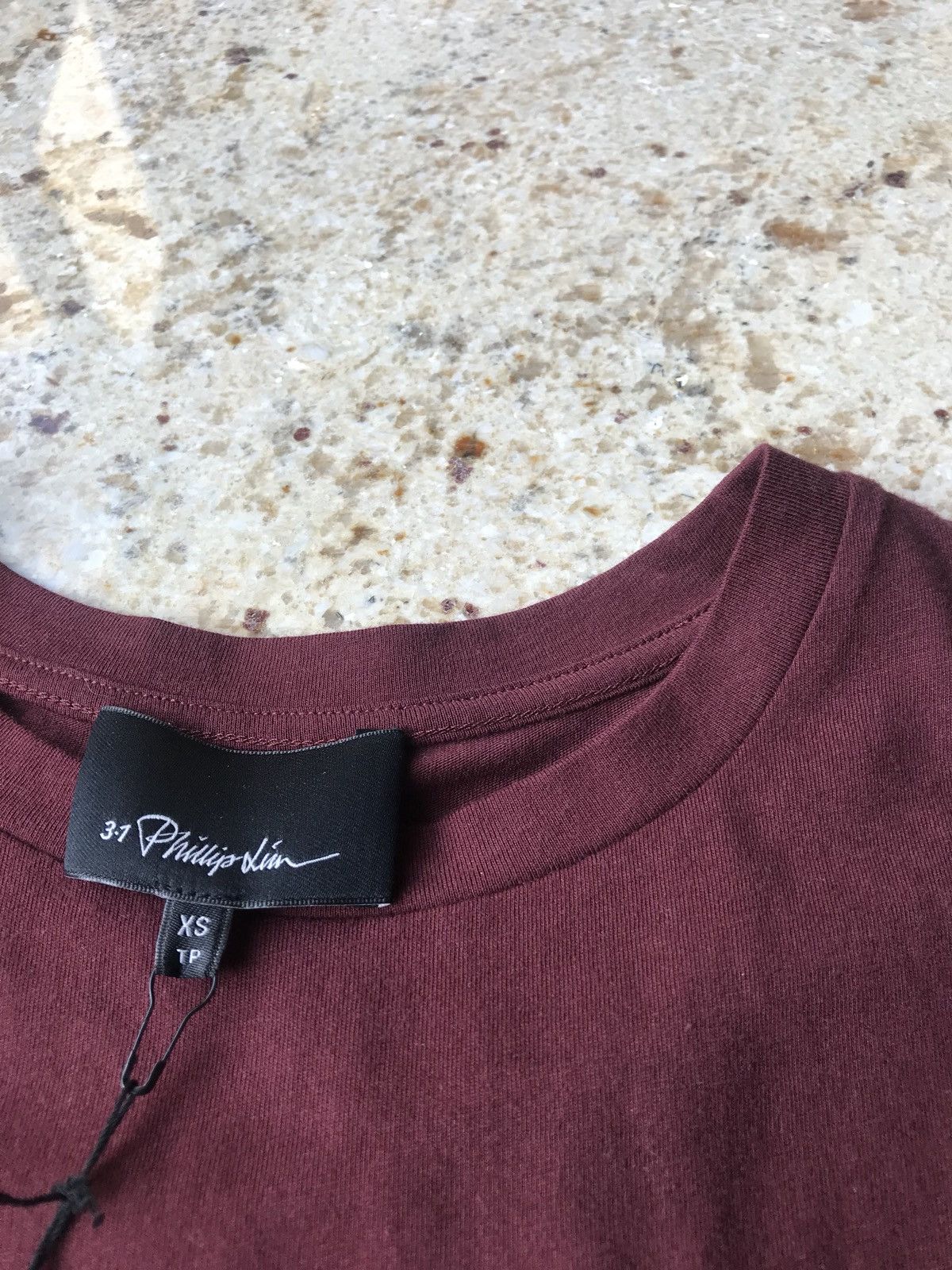 3.1 Phillip Lim Burgundy Contrast Single Cuff Black LS Tee Size US S / EU 44-46 / 1 - 10 Thumbnail
