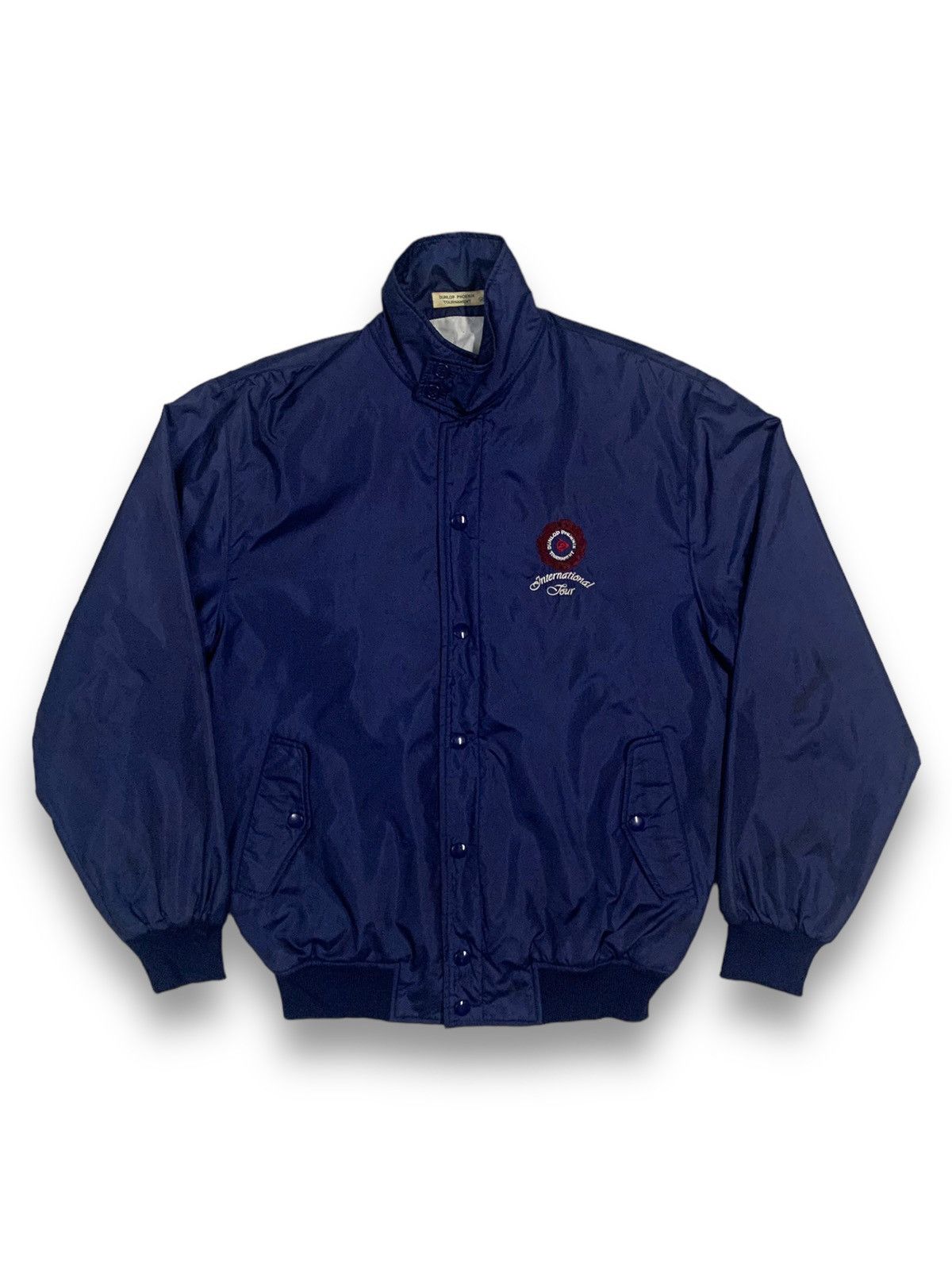 image of Vintage Japanese Dunlop Phoenix Tournament Bomber Jacket in Navy, Men's (Size Medium)