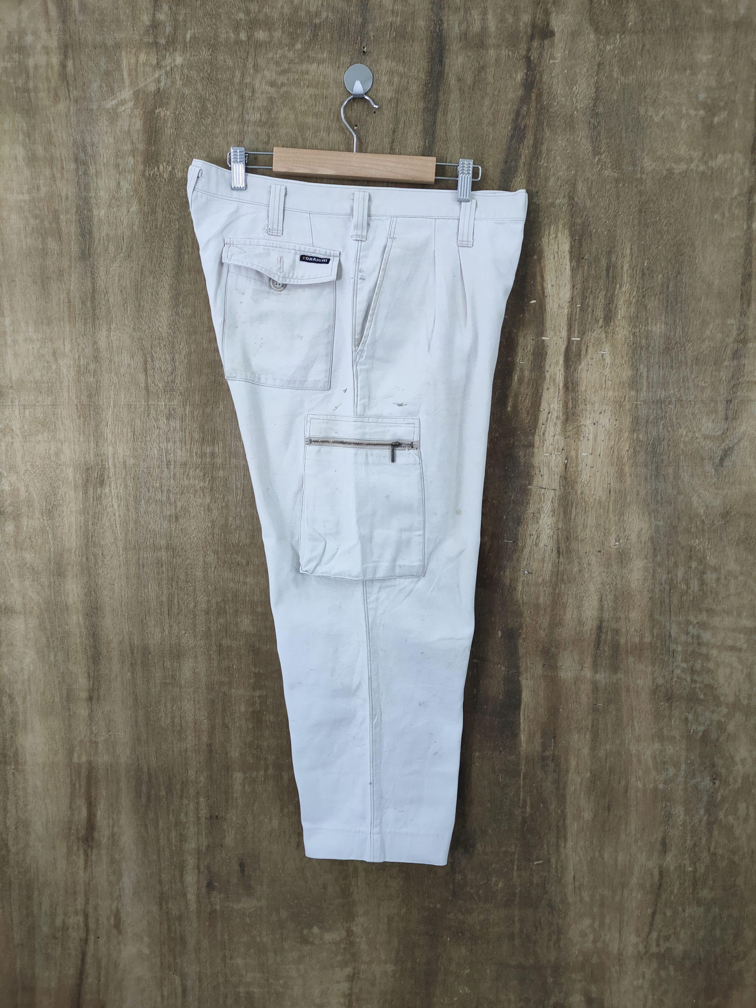 Japanese Brand × StraightFaded × White's Boots TORAICHI FADED WHITE CARGO PANTS Size US 34 / EU 50 - 2 Thumbnail