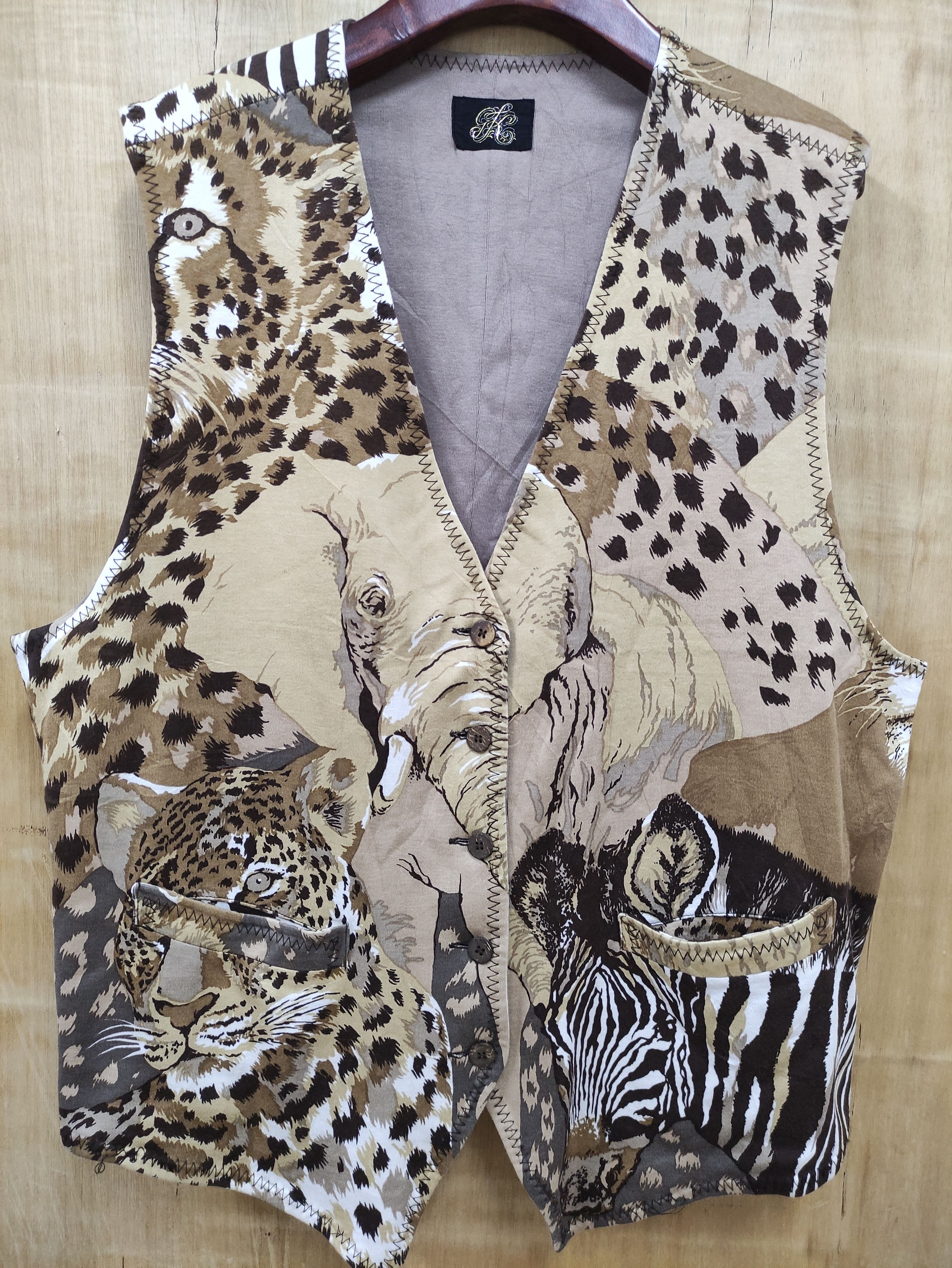 Japanese Brand SAFARI VINTAGE VEST FULLPRINT ANIMAL Size M / US 6-8 / IT 42-44 - 5 Thumbnail