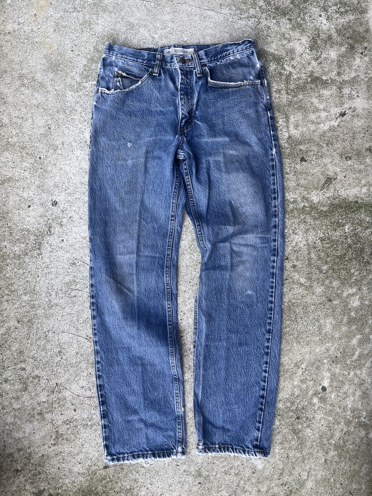 image of Levis x Vintage Y2K Lee Perfect Thrashed Blue Straight Denim Jeans, Men's (Size 30)