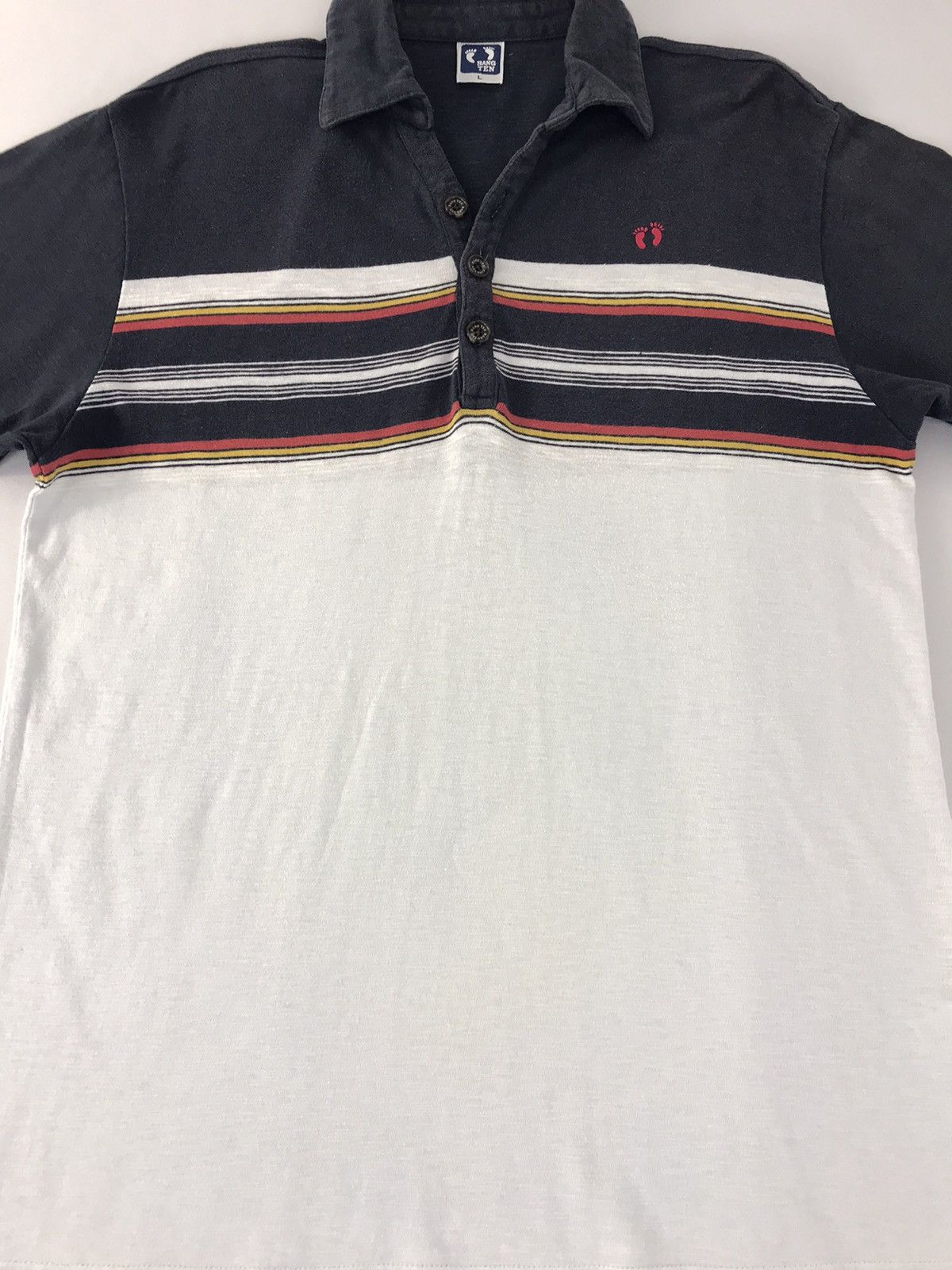 Hang Ten × Vintage Hang Ten Striped Two Tones Colour Tee Size US M / EU 48-50 / 2 - 3 Thumbnail