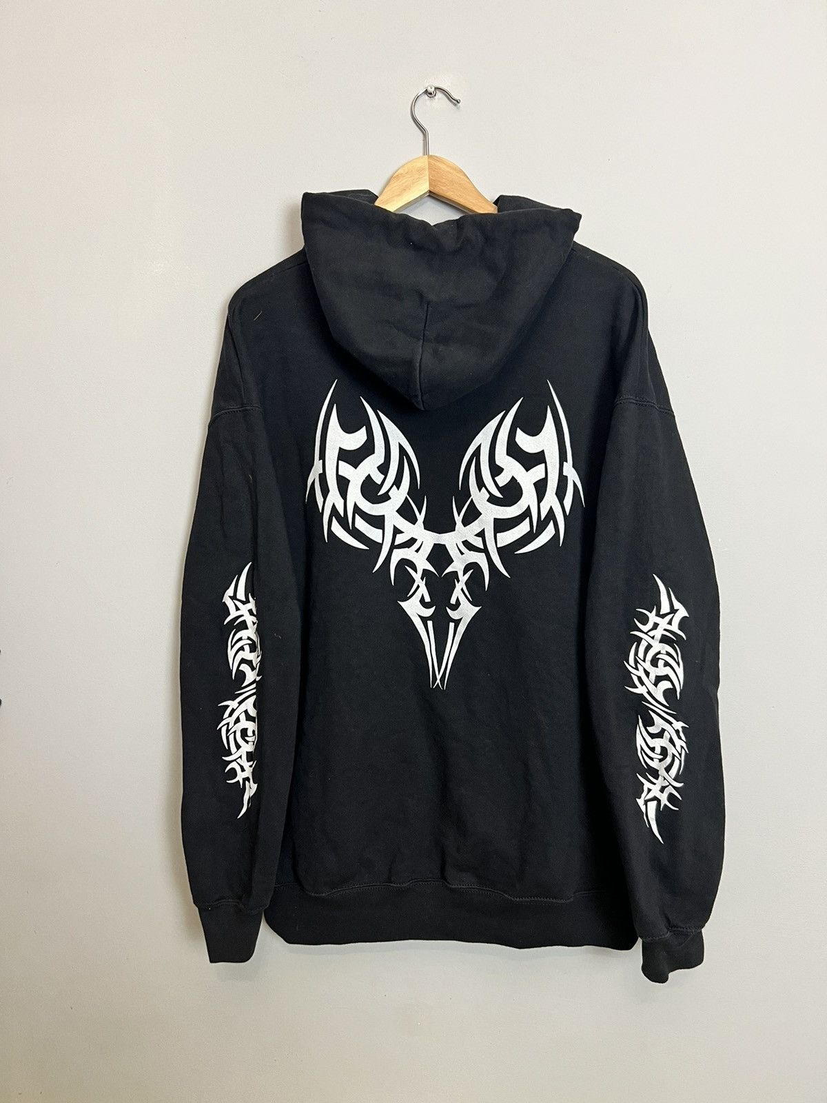 Tribal Streetwear Vintage Y2k 00s Tribal Rave XXL Black Rock Metal Hoodie Size US XXL / EU 58 / 5 - 2 Thumbnail