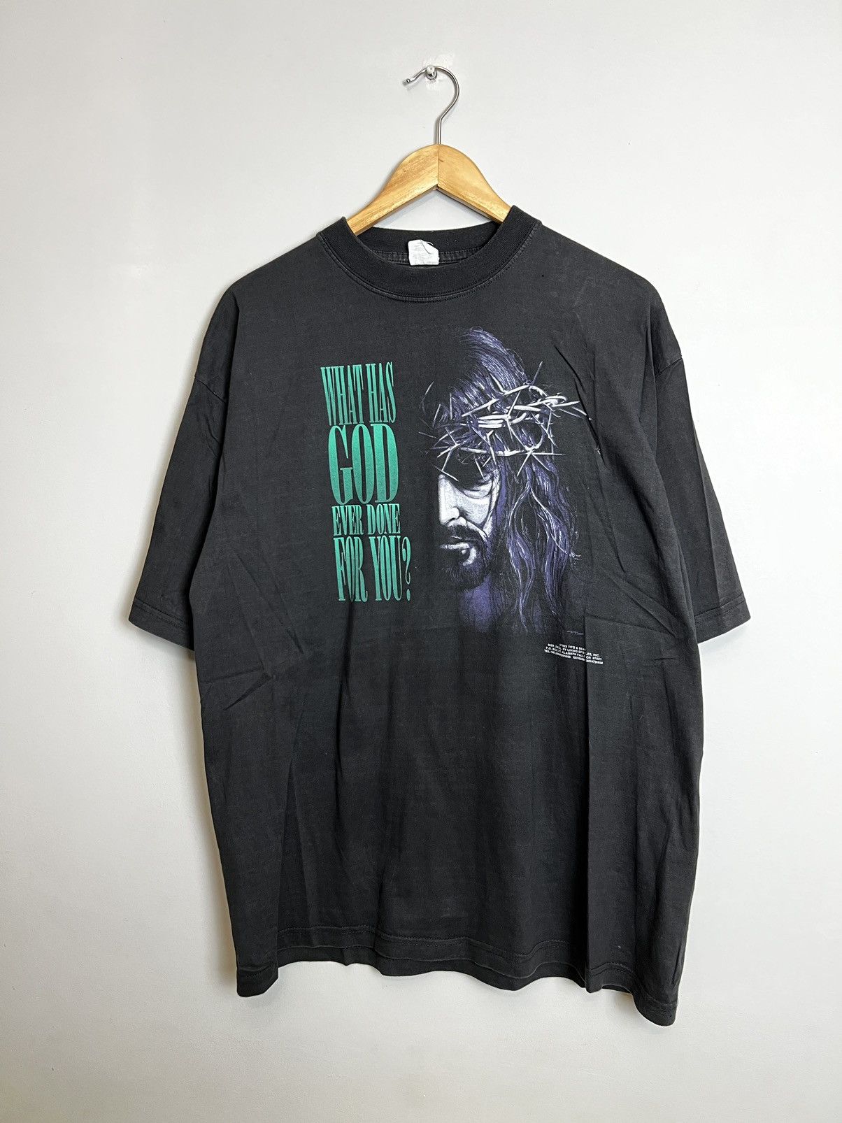 image of Grail x Made In USA Vintage 1993 Living Epistles What Has God Done Jesus Tee in Black (Size XL)