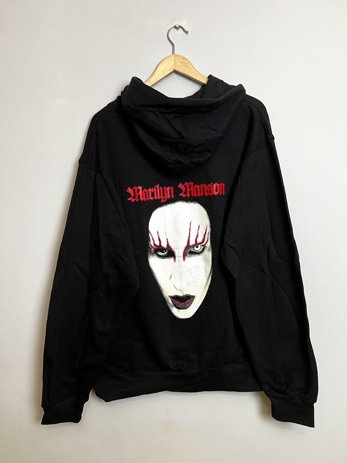 image of Band Tees x Marilyn Manson 90's Vintage Marilyn Manson Rock Metal Band Tour Hoodie in Black (Size X