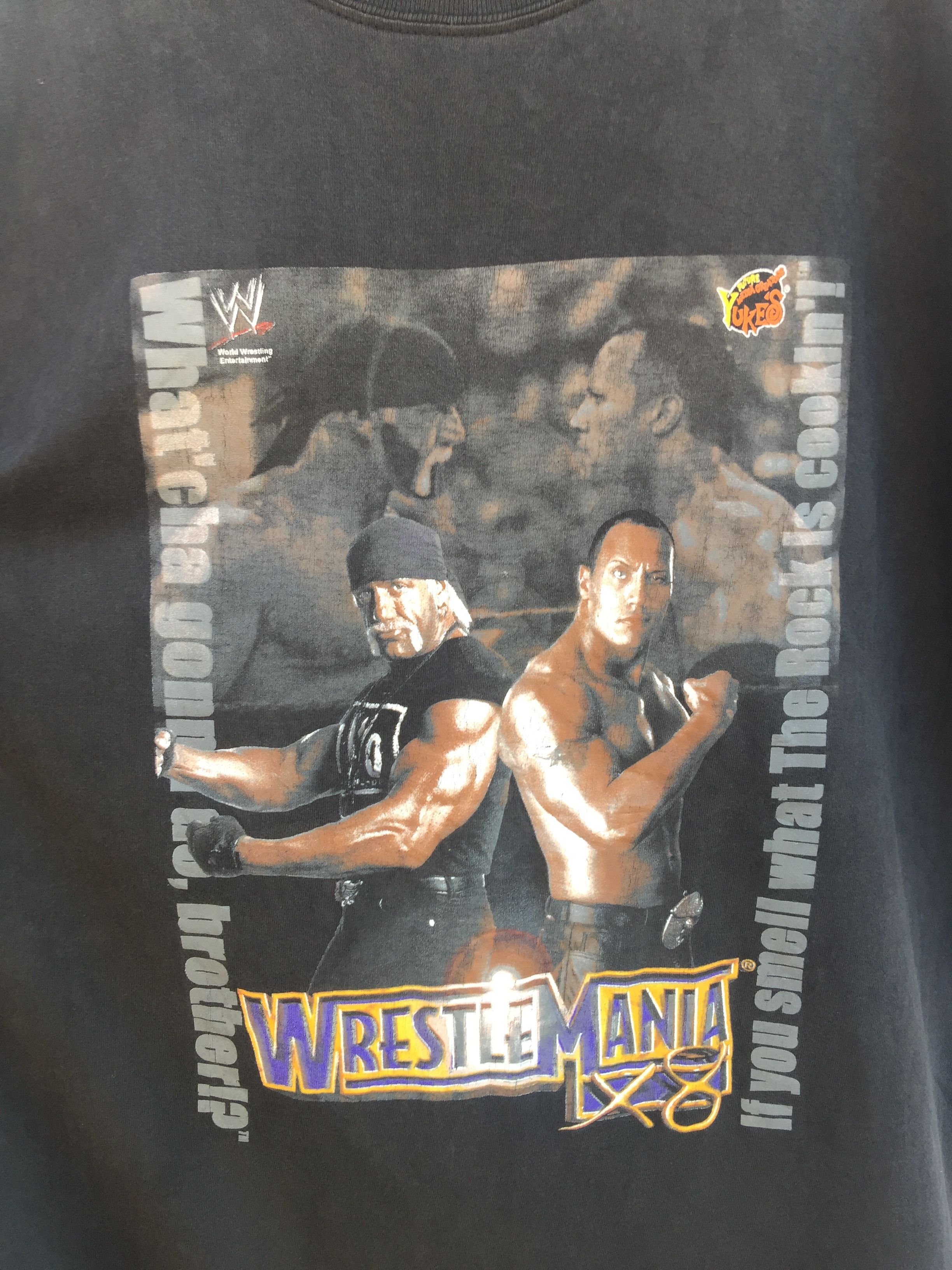 Japanese Brand × Vintage WWF WrestleMania X8 The Rock vs Hulk Hogan Tee Size US L / EU 52-54 / 3 - 3 Thumbnail