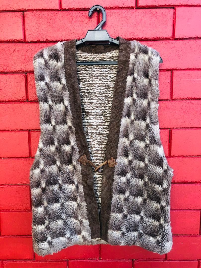 image of Vintage Yakuza Japanese Designed Fashion Style Vest in Coco Brown, Men's (Size Large)