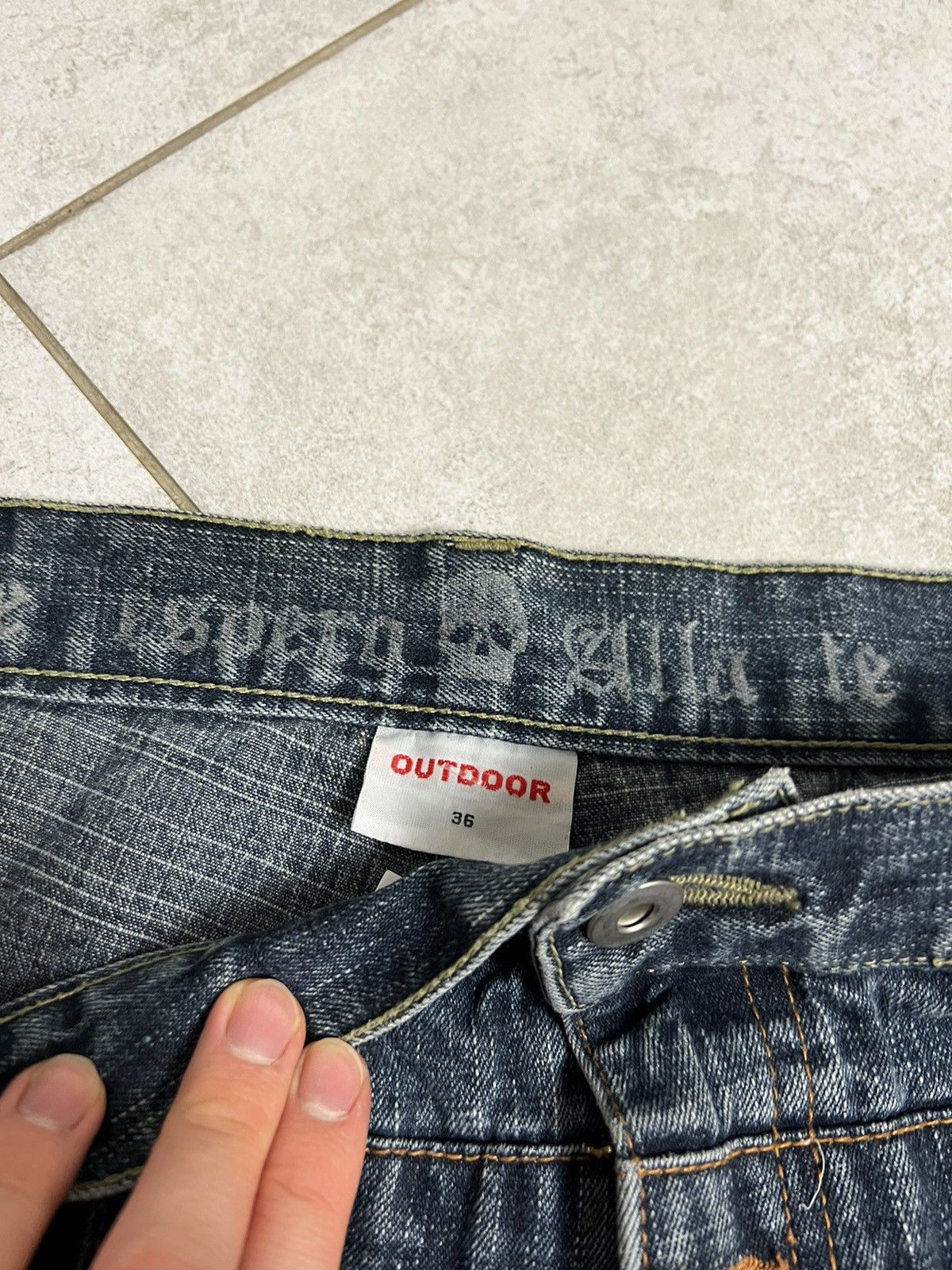 Japanese Brand Rare Vintage Y2K Double Knee Skull Sentence Archieve Pants Size US 36 / EU 52 - 6 Thumbnail