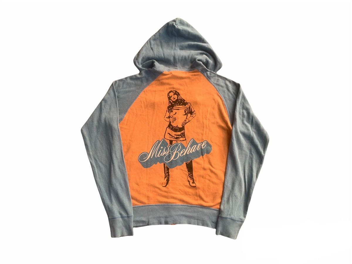 image of Vintage Hysteric Glamour Zip Hoodie in Soft Orange/Soft Blue, Women's (Size Medium)