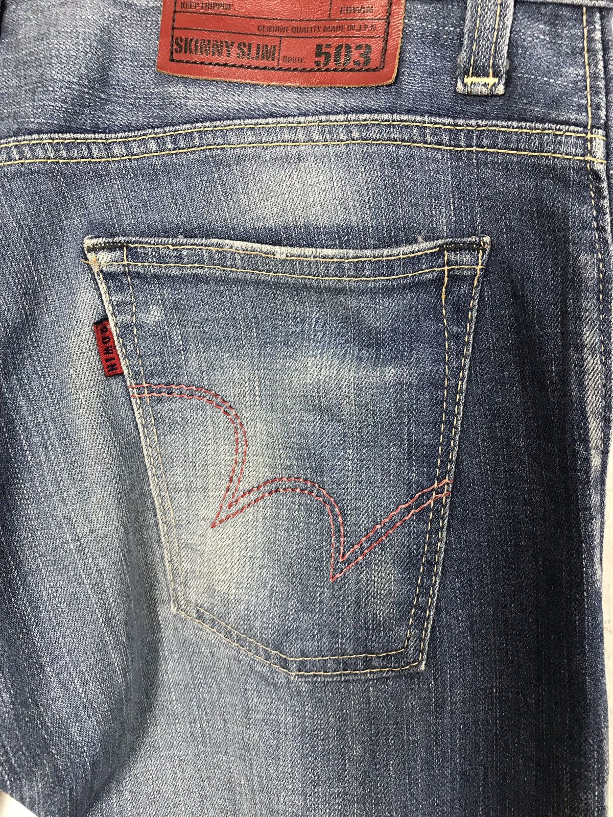 Edwin × Japanese Brand × Vintage Vintage Edwin Blue Trip Lot 503 skinny Slim Jeans Style Size US 35 - 10 Thumbnail
