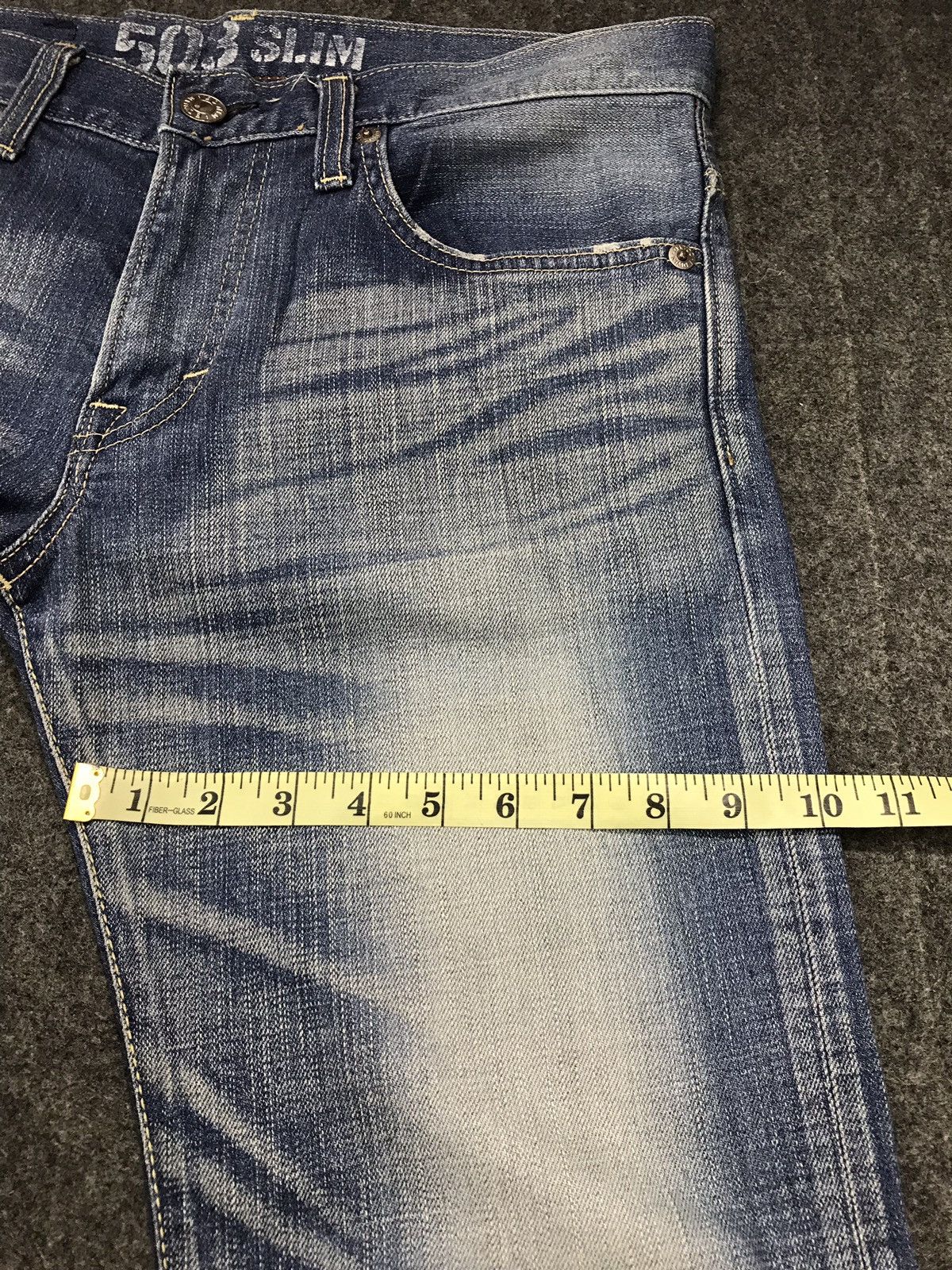 Edwin × Japanese Brand × Vintage Vintage Edwin Blue Trip Lot 503 skinny Slim Jeans Style Size US 35 - 18 Thumbnail