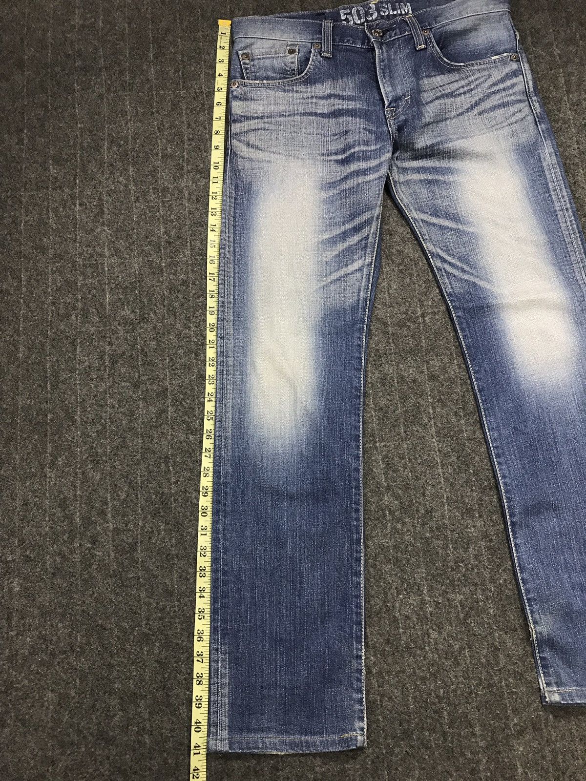 Edwin × Japanese Brand × Vintage Vintage Edwin Blue Trip Lot 503 skinny Slim Jeans Style Size US 35 - 20 Thumbnail