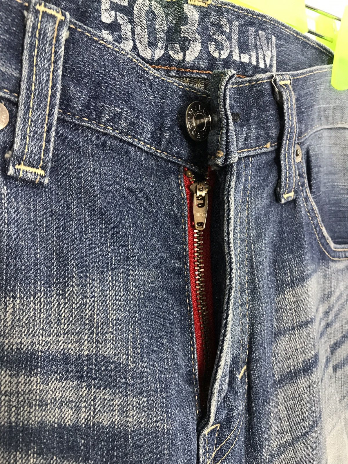 Edwin × Japanese Brand × Vintage Vintage Edwin Blue Trip Lot 503 skinny Slim Jeans Style Size US 35 - 7 Thumbnail