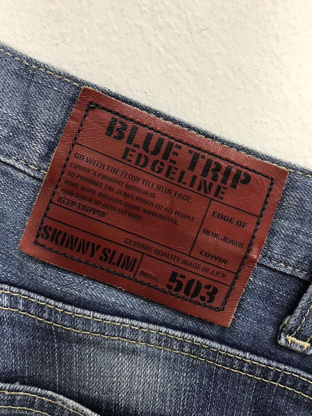 Edwin × Japanese Brand × Vintage Vintage Edwin Blue Trip Lot 503 skinny Slim Jeans Style Size US 35 - 12 Thumbnail