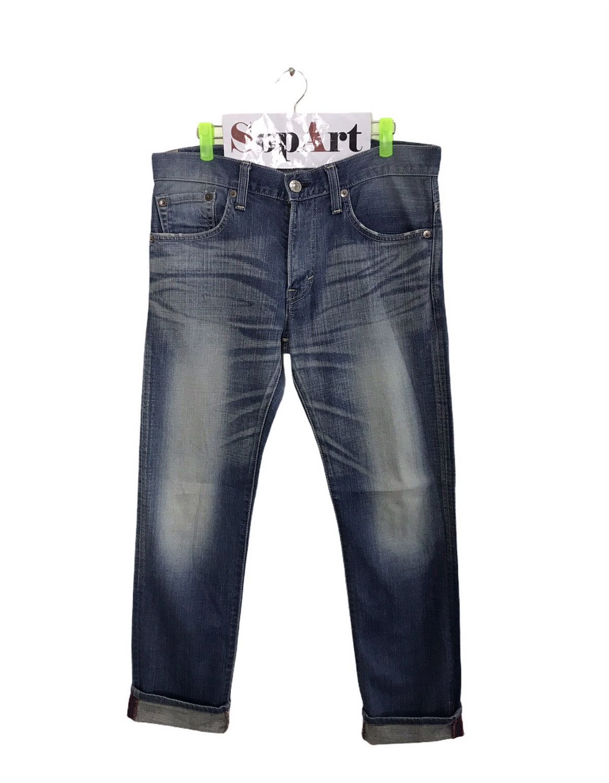 Edwin × Japanese Brand × Vintage Vintage Edwin Blue Trip Lot 503 skinny Slim Jeans Style Size US 35 - 1 Thumbnail