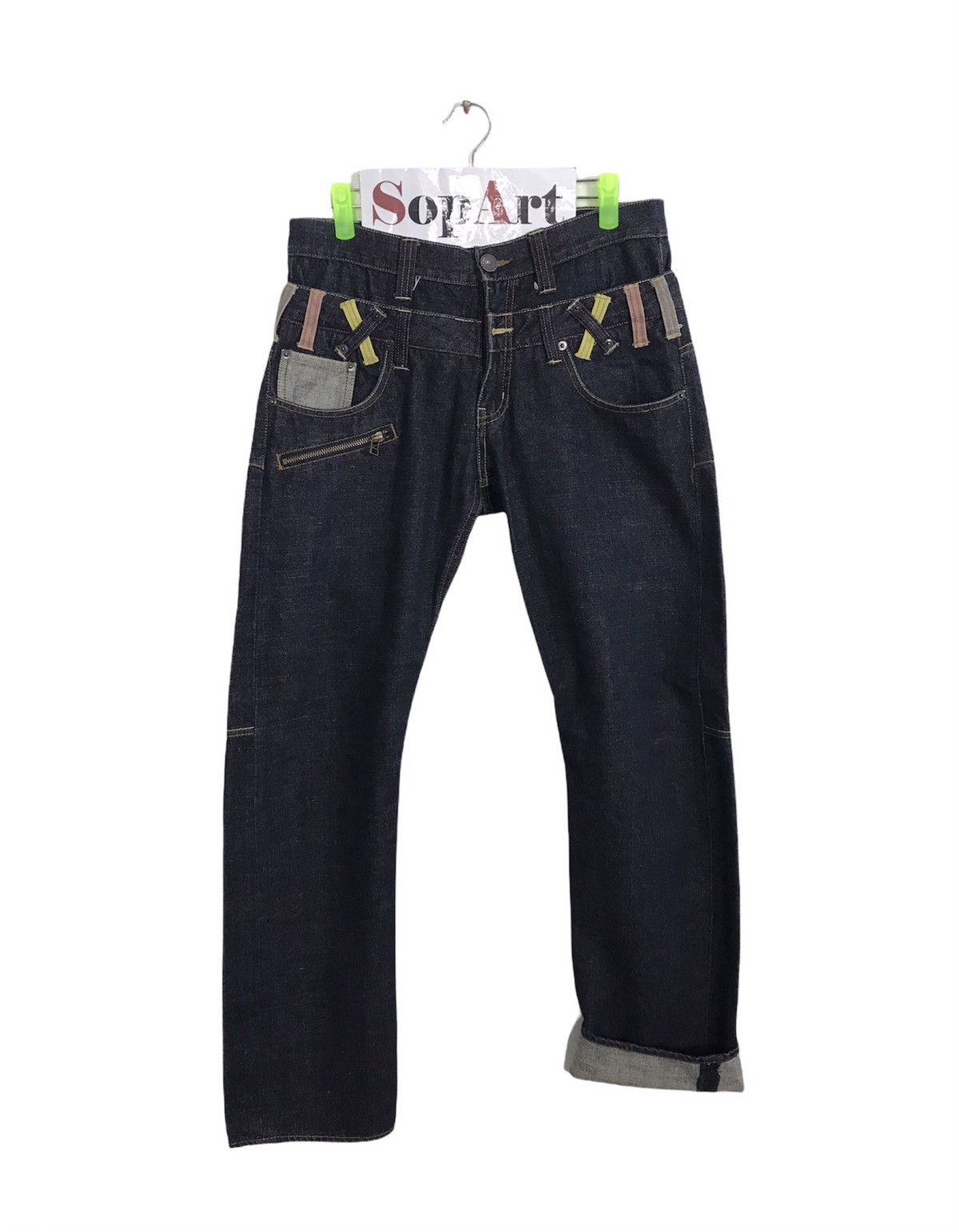 Vintage Vintage Dominate Double Waist Dark Black Handcrafted Jeans Size US 31 - 1 Thumbnail