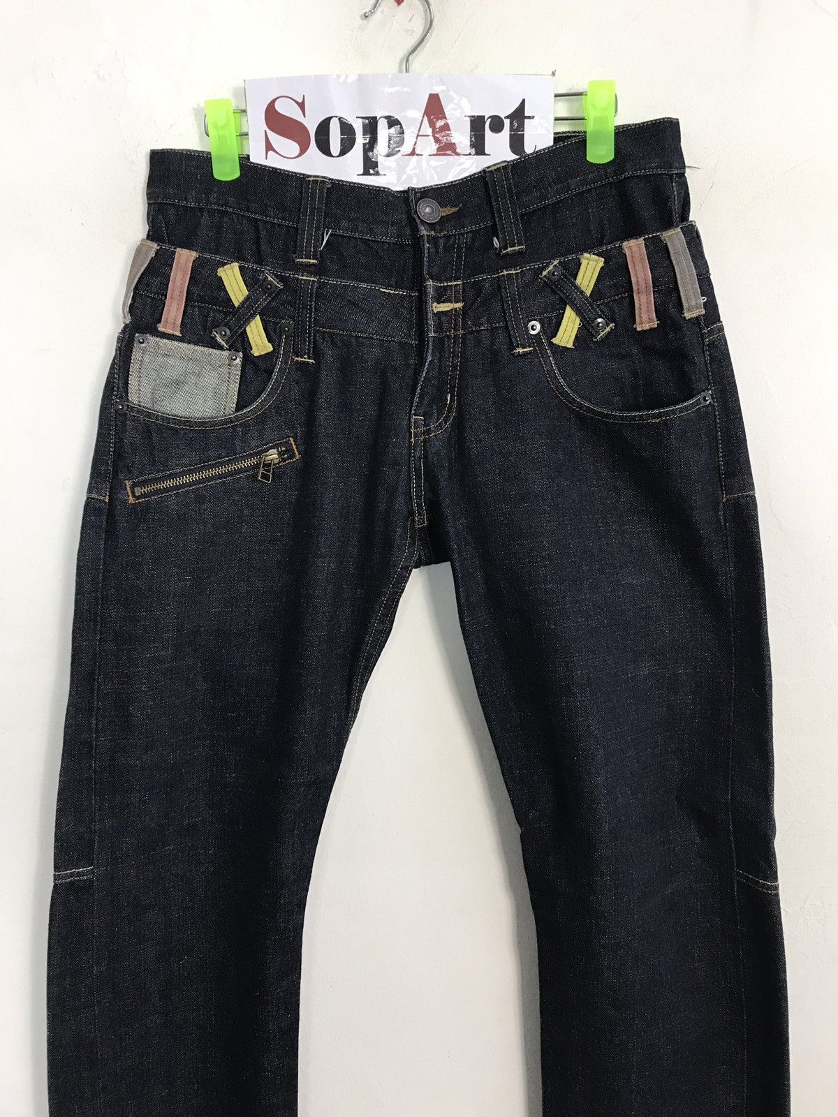 Vintage Vintage Dominate Double Waist Dark Black Handcrafted Jeans Size US 31 - 3 Thumbnail