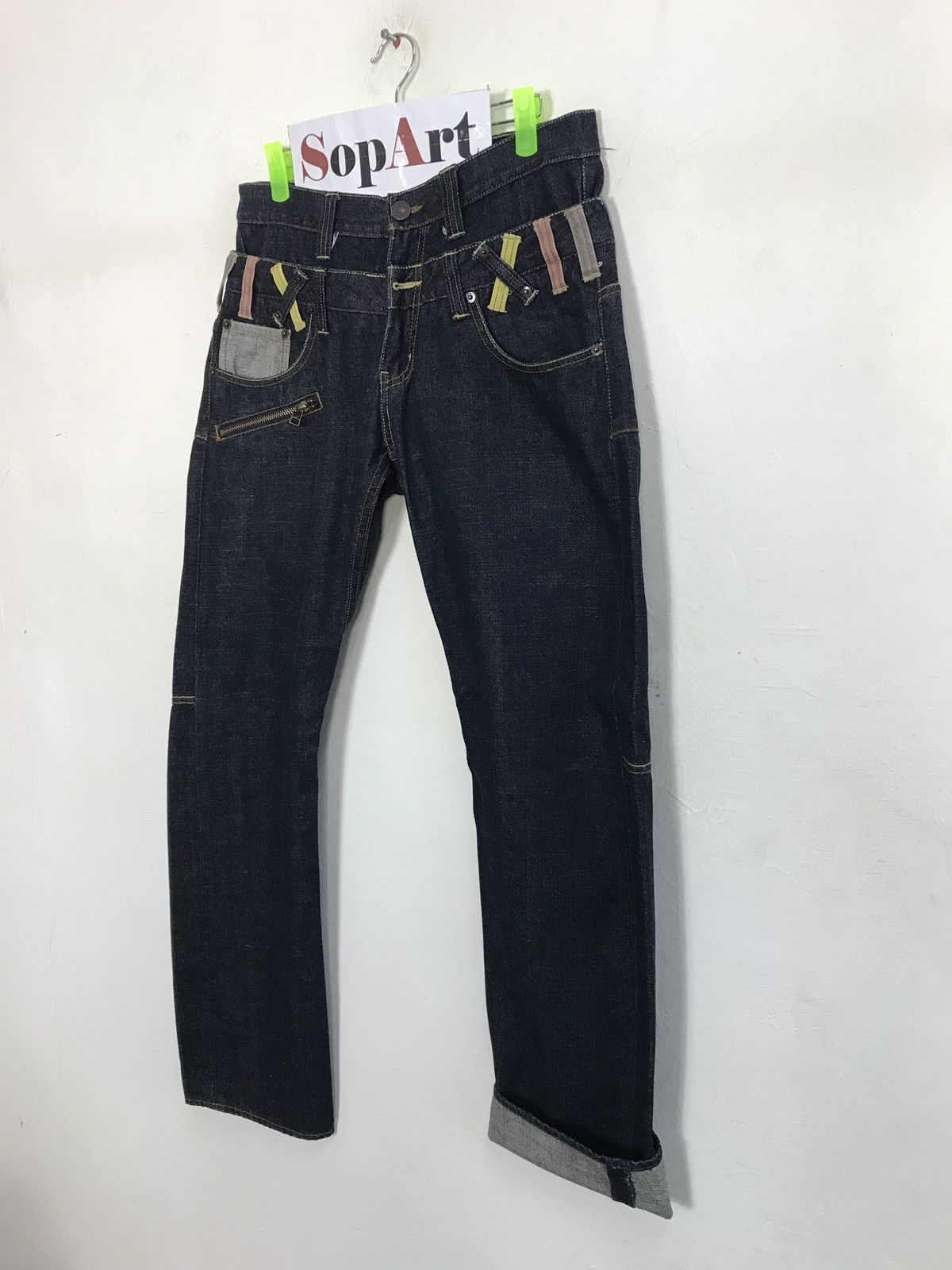 Vintage Vintage Dominate Double Waist Dark Black Handcrafted Jeans Size US 31 - 4 Thumbnail