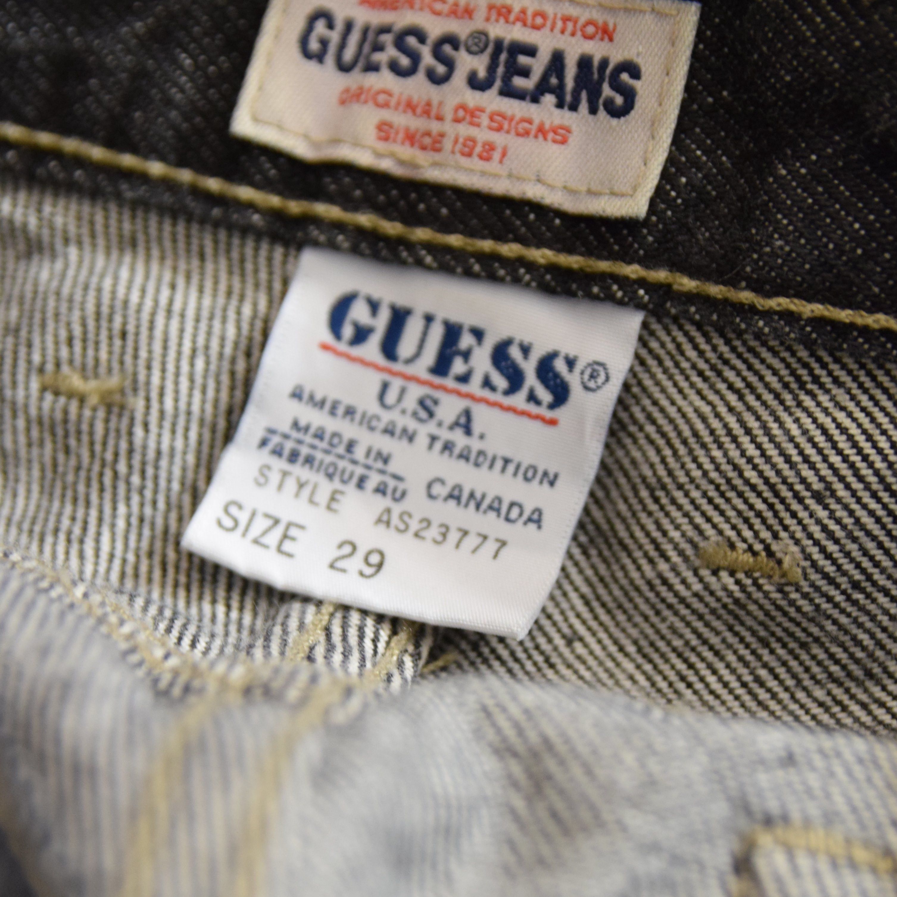 Guess × Vintage 90s Womens Small Patch Guess Washed Black Jeans 29 Size 29" - 7 Thumbnail