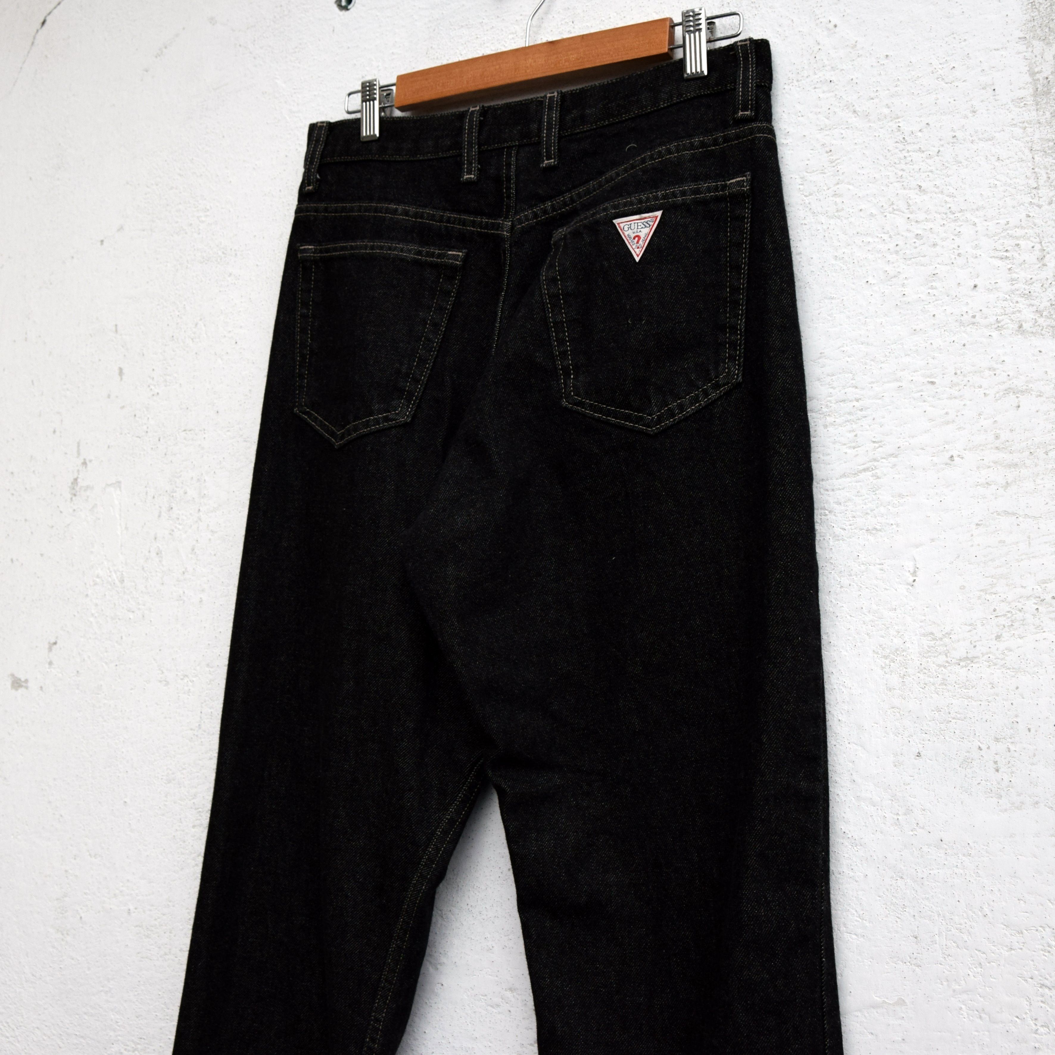 Guess × Vintage 90s Womens Small Patch Guess Washed Black Jeans 29 Size 29" - 3 Thumbnail