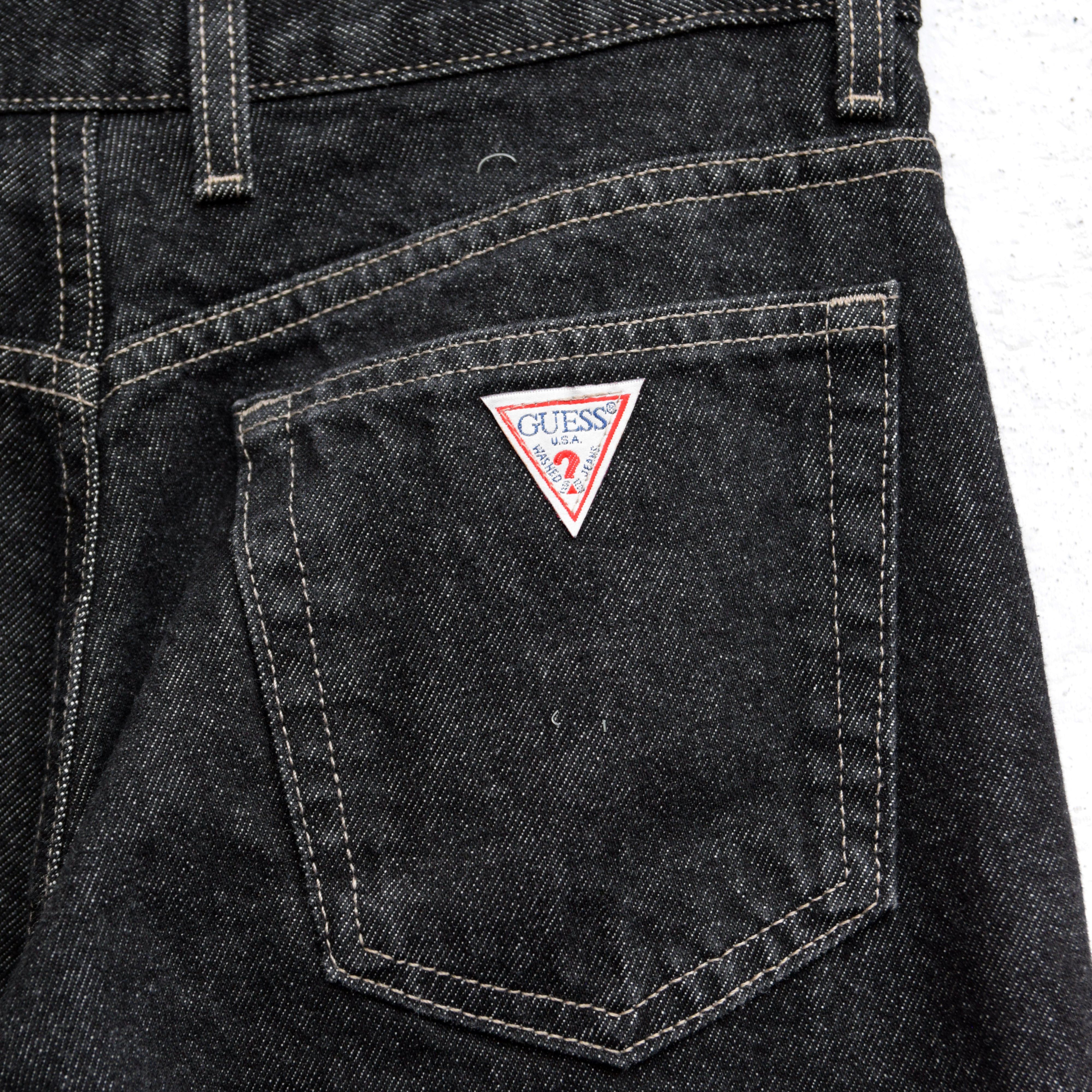 Guess × Vintage 90s Womens Small Patch Guess Washed Black Jeans 29 Size 29" - 5 Thumbnail