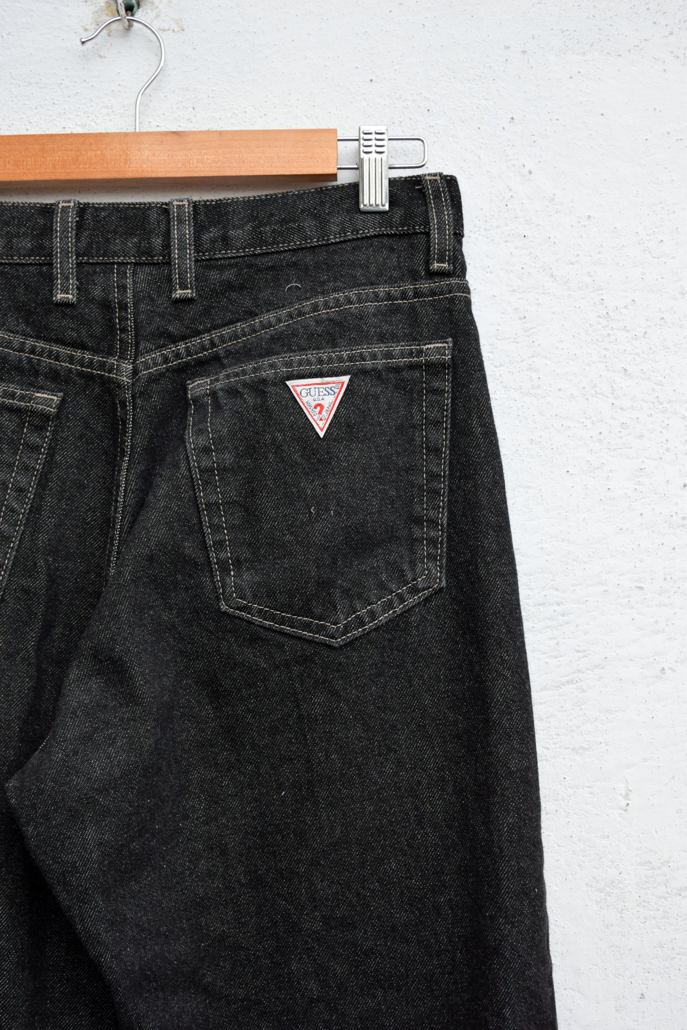 Guess × Vintage 90s Womens Small Patch Guess Washed Black Jeans 29 Size 29" - 4 Thumbnail