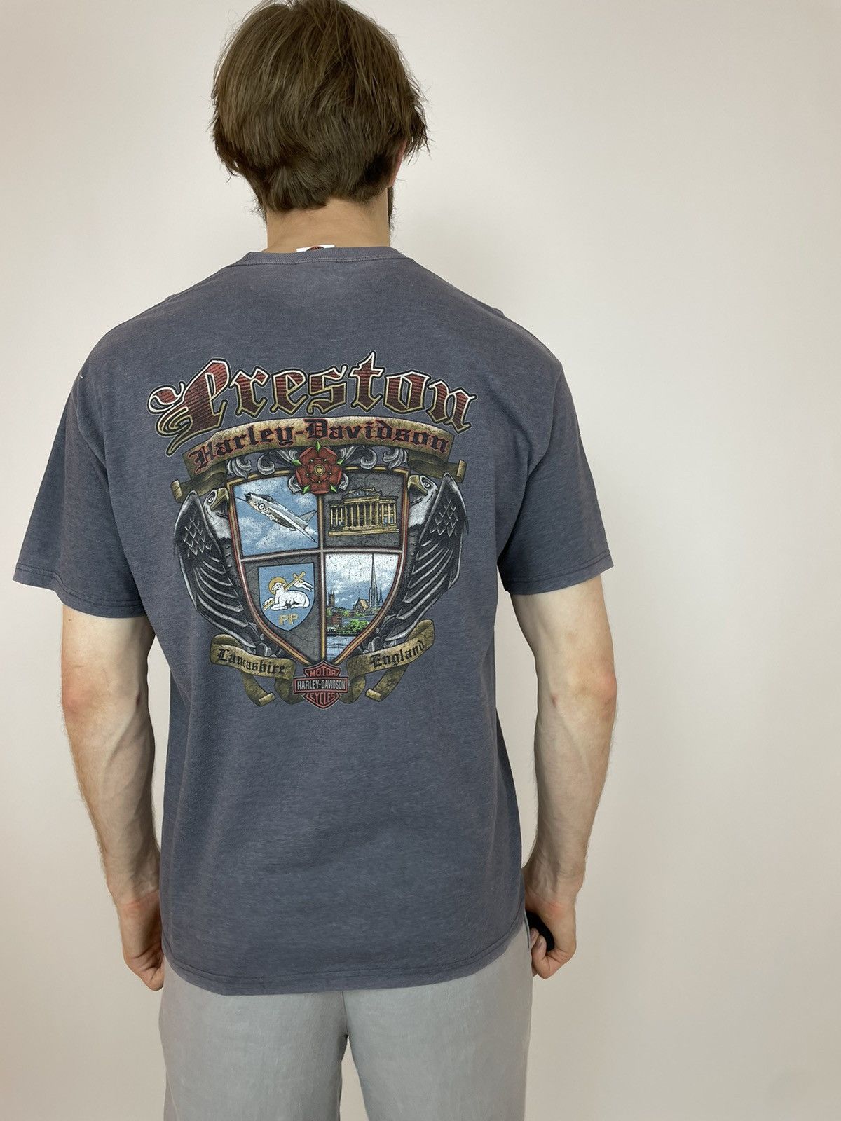 Other Hanes BEEFY Harley Davidson PRESTON Lancashire ENGLAND Size US XL / EU 56 / 4 - 2 Thumbnail