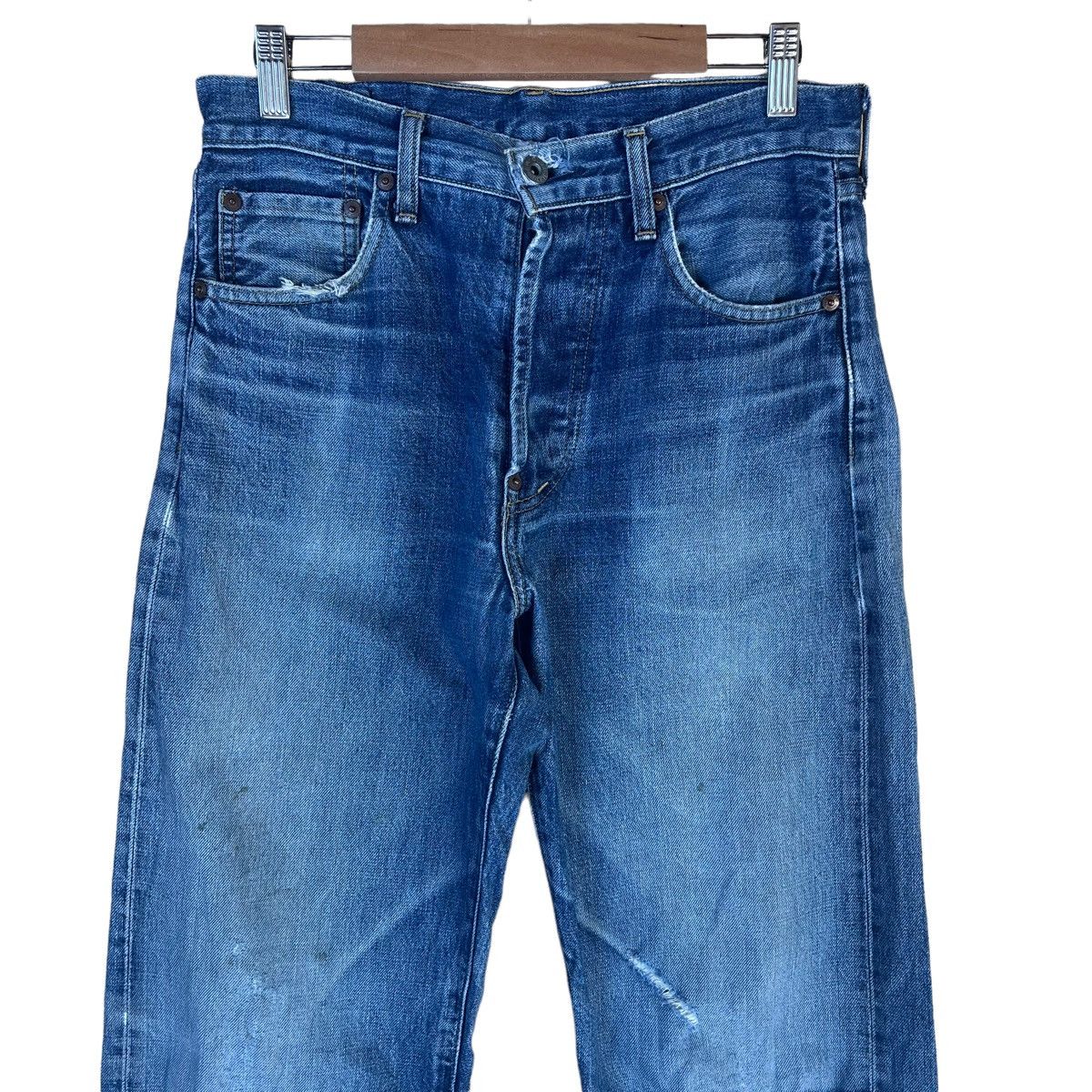 Levi's × Levi's Vintage Clothing RARE💥30x34.5 Levis 702XX Big E Selvedge Distressed Jeans Size US 30 / EU 46 - 3 Thumbnail