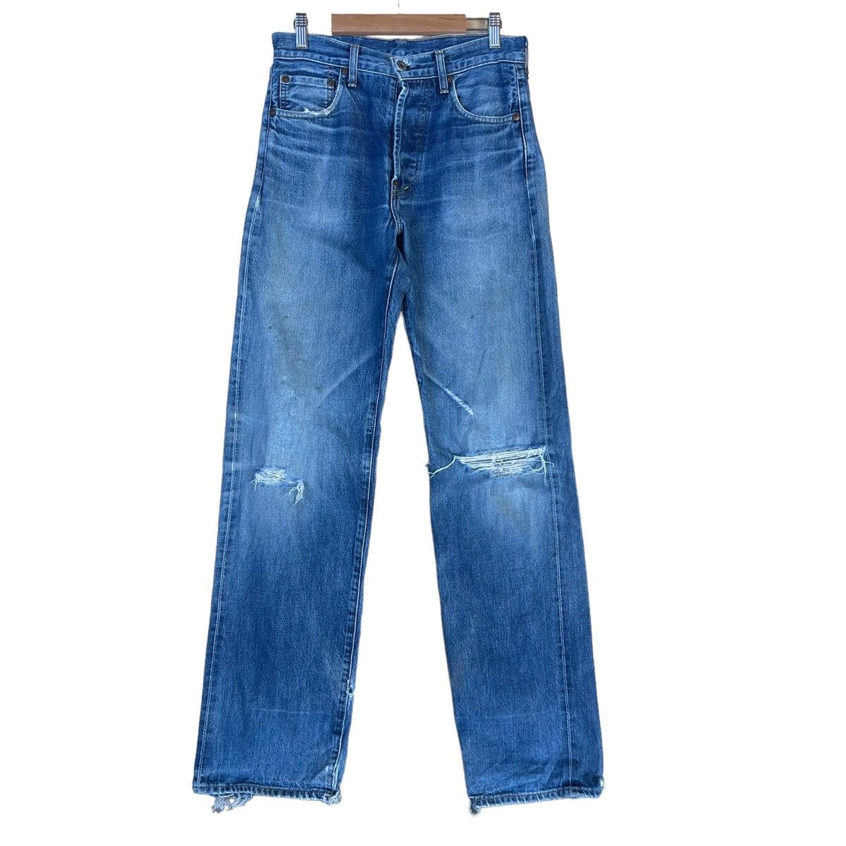 Levi's × Levi's Vintage Clothing RARE💥30x34.5 Levis 702XX Big E Selvedge Distressed Jeans Size US 30 / EU 46 - 2 Thumbnail