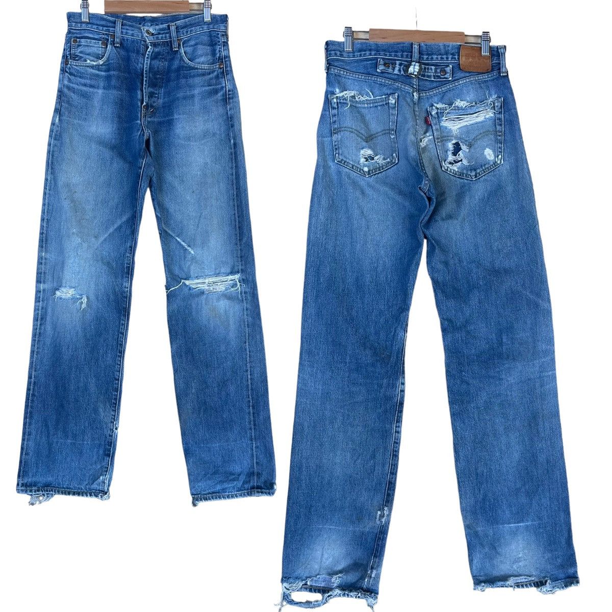 Levi's × Levi's Vintage Clothing RARE💥30x34.5 Levis 702XX Big E Selvedge Distressed Jeans Size US 30 / EU 46 - 1 Thumbnail