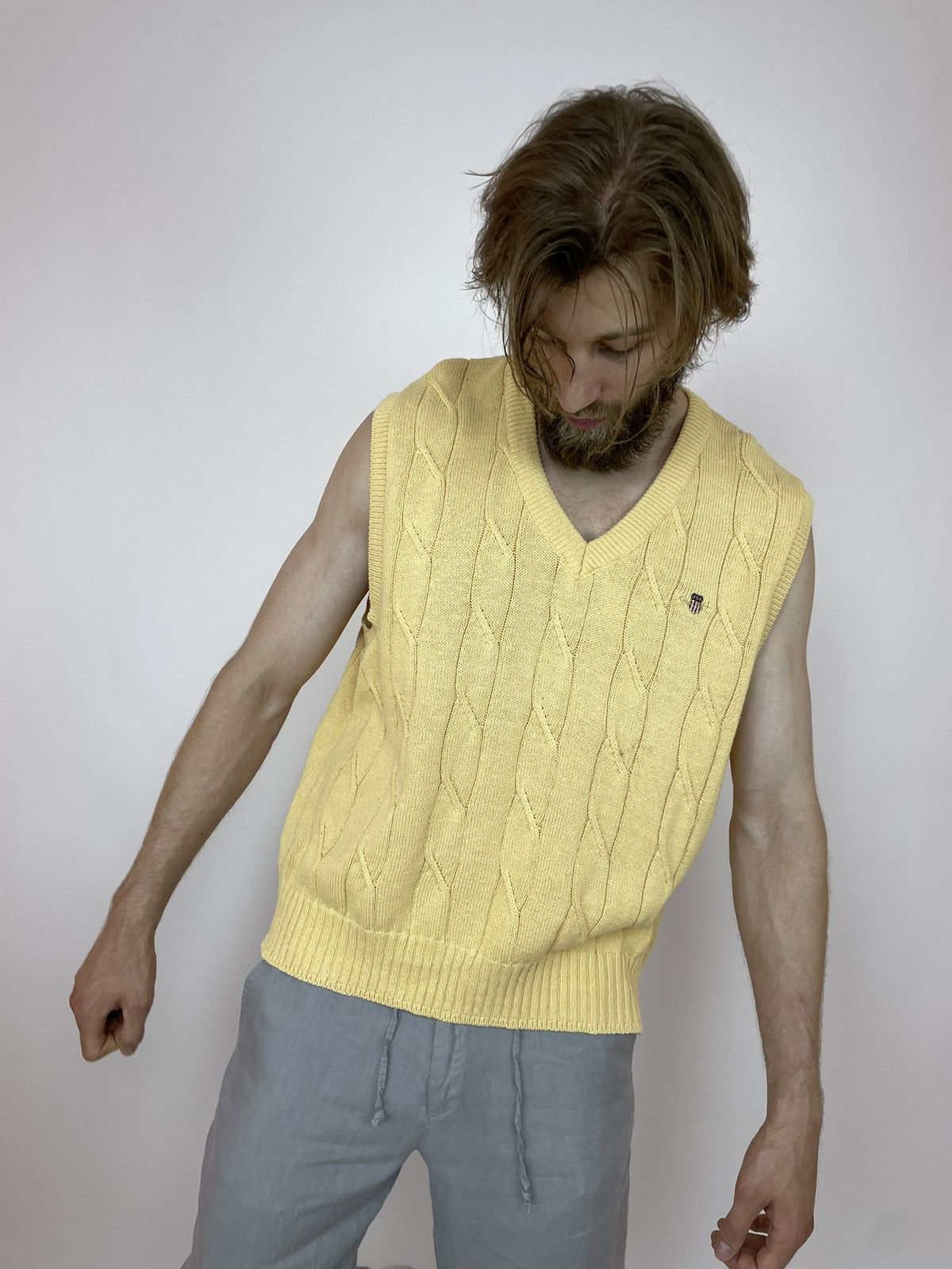 Gant Gant Cotton Vest Cable Knit Mens sleeve less sweater Size US XL / EU 56 / 4 - 8 Thumbnail