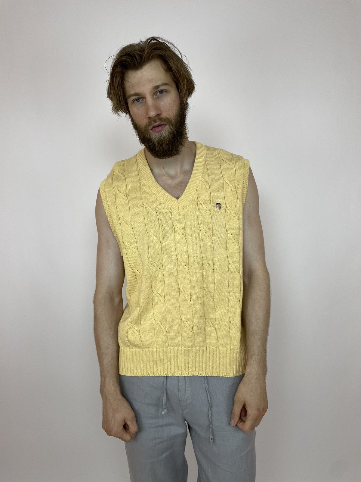 Gant Gant Cotton Vest Cable Knit Mens sleeve less sweater Size US XL / EU 56 / 4 - 1 Thumbnail