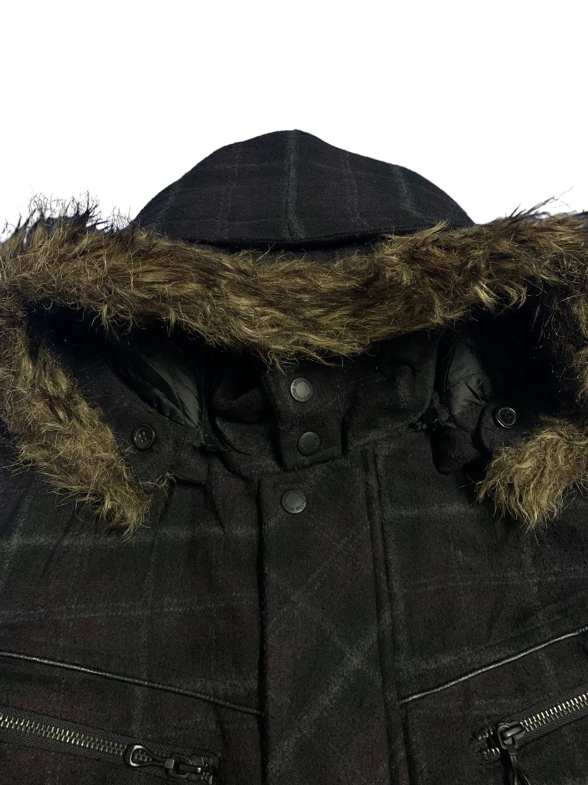 In The Attic In The Attic Homme Plaid Tartan Faux Fur Hooded Punk Jacket Size US M / EU 48-50 / 2 - 7 Thumbnail