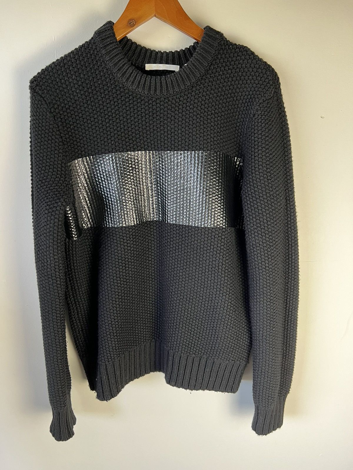 image of Helmut Lang Wool Knitwear Sweater in Black, Men's (Size Small)