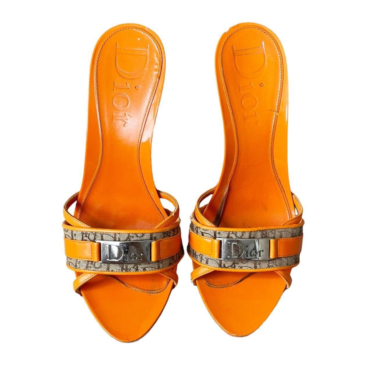 Dior Dior Heels vintage logo monogram orange beige UK 3 y2k