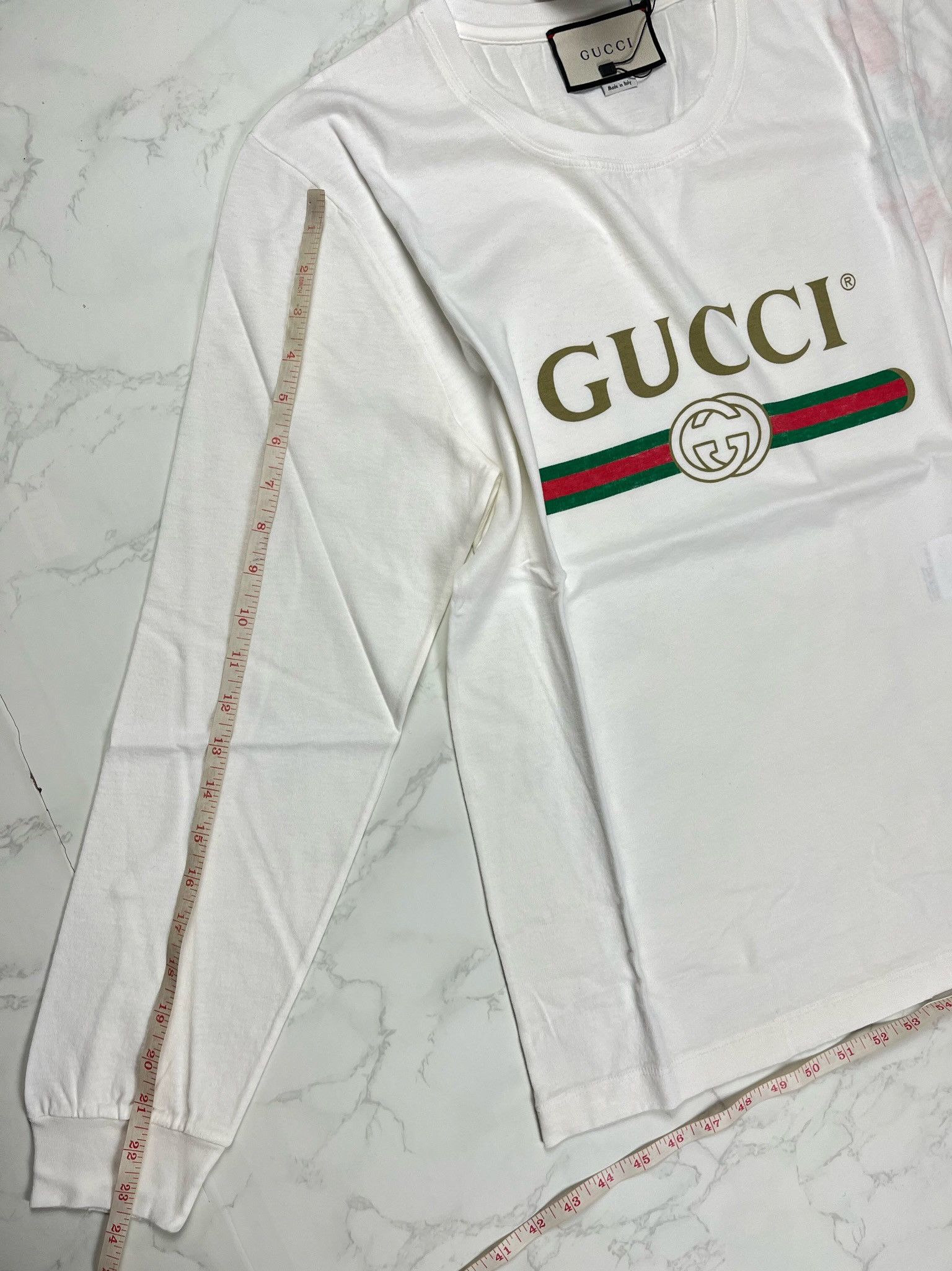 Gucci 🔥60% OFF🔥 Gucci Classic Double G Logo Belt Pattern LS Tee Size US S / EU 44-46 / 1 - 7 Thumbnail